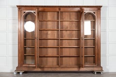 Monumental 19th Century English Pine Arched Glazed Bookcase