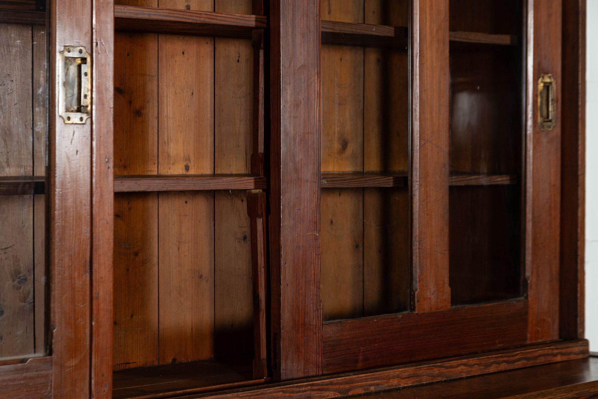 Monumental 19thC English Pine Country House Glazed Dresser For Sale 7
