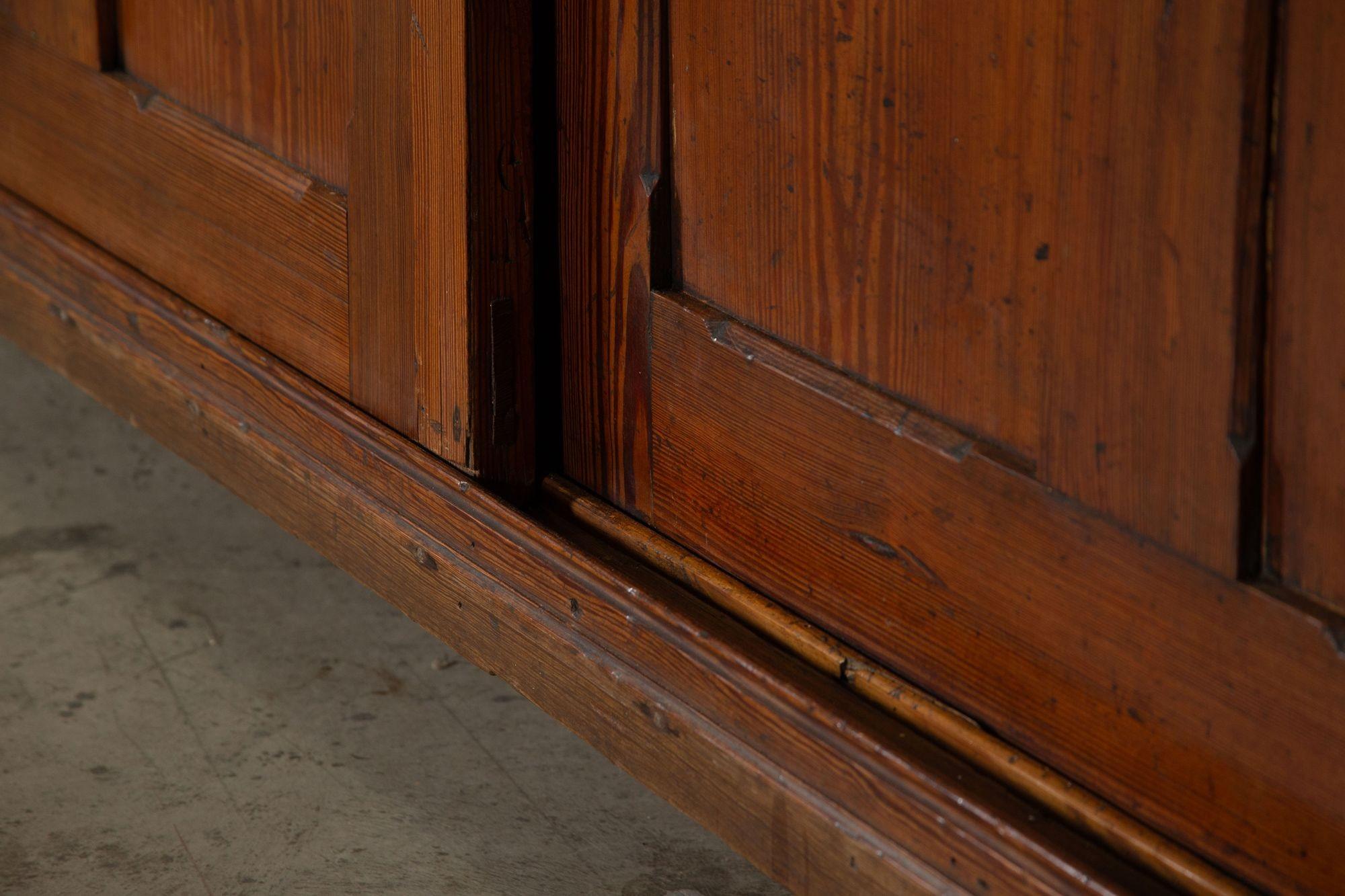Monumental 19thC English Pine Country House Glazed Dresser For Sale 8