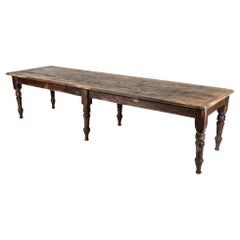 Monumental 19th C English Pine Country House Table