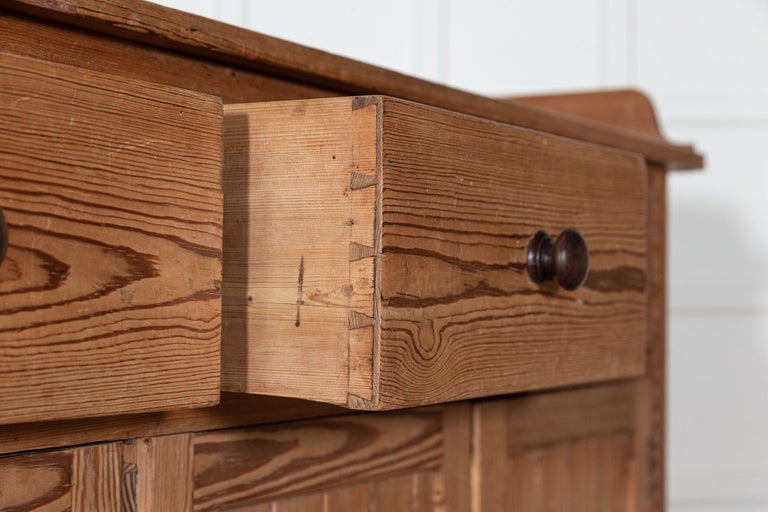 Monumental 19th C English Pine Dresser Base For Sale at 1stDibs