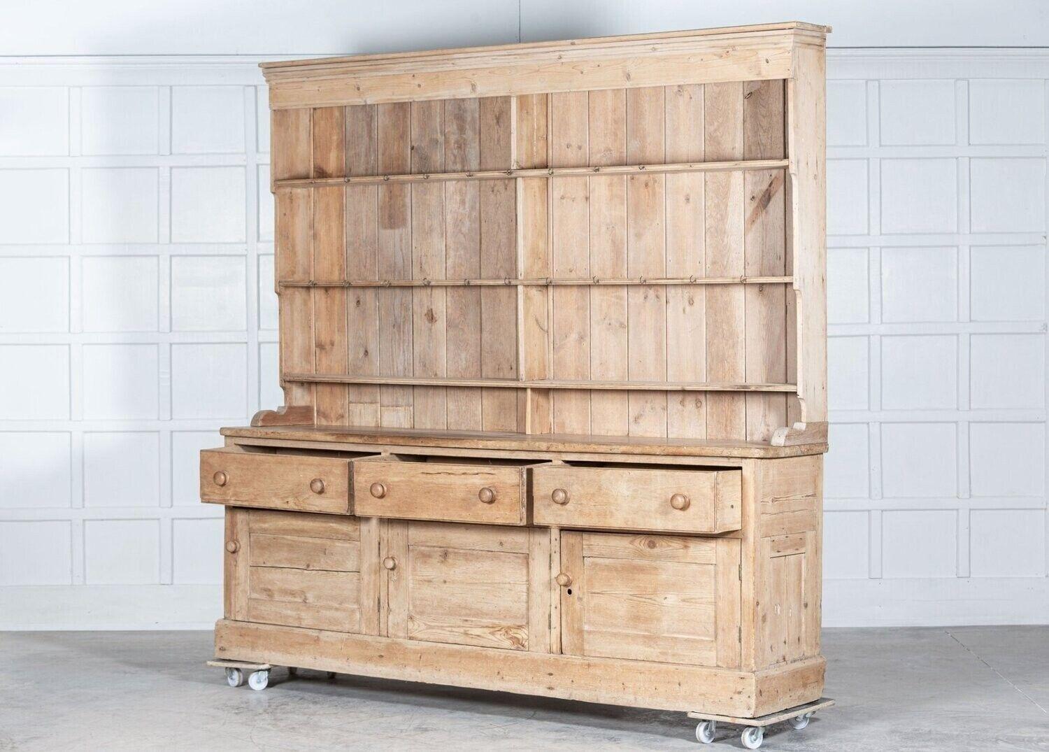 Monumental 19th C English Pine Farmhouse Dresser For Sale 1