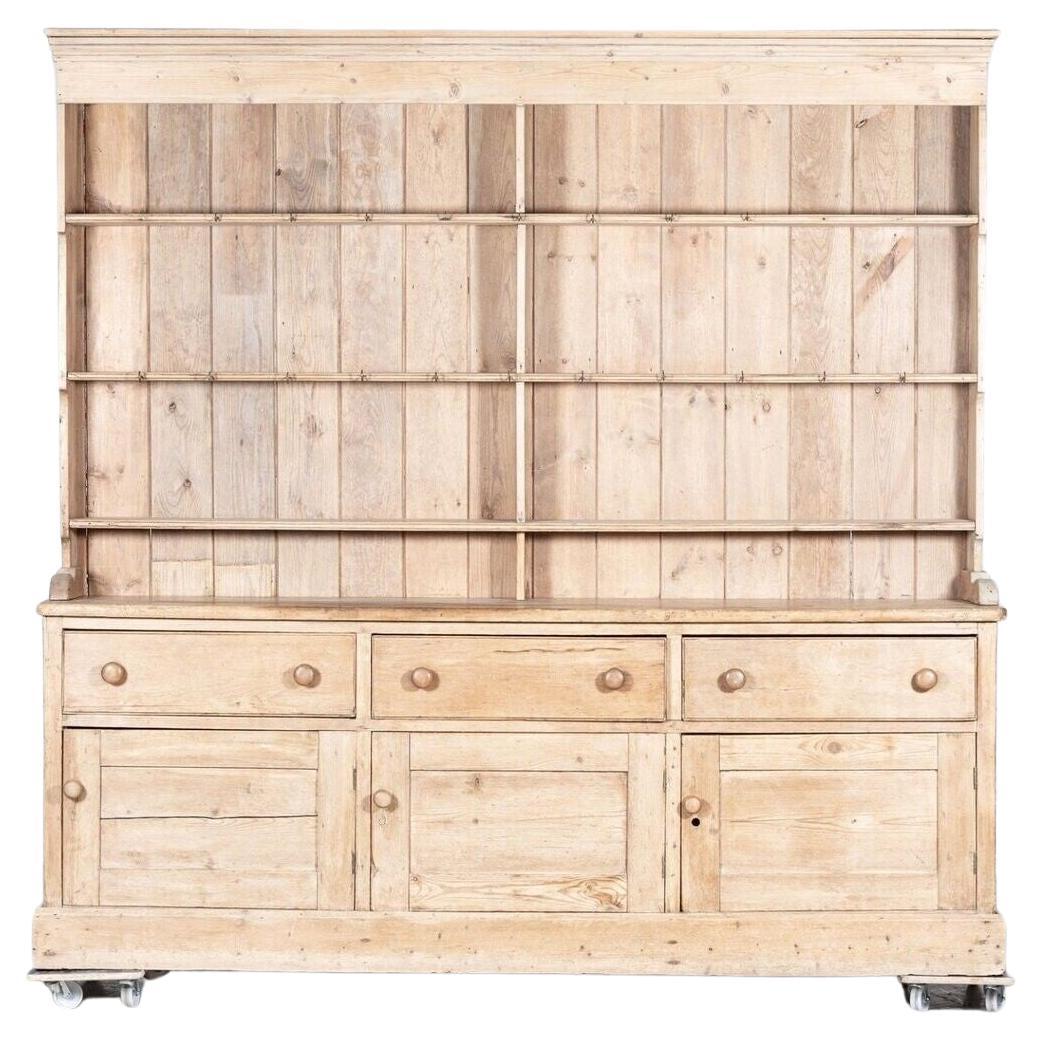 Monumental 19th C English Pine Farmhouse Dresser For Sale