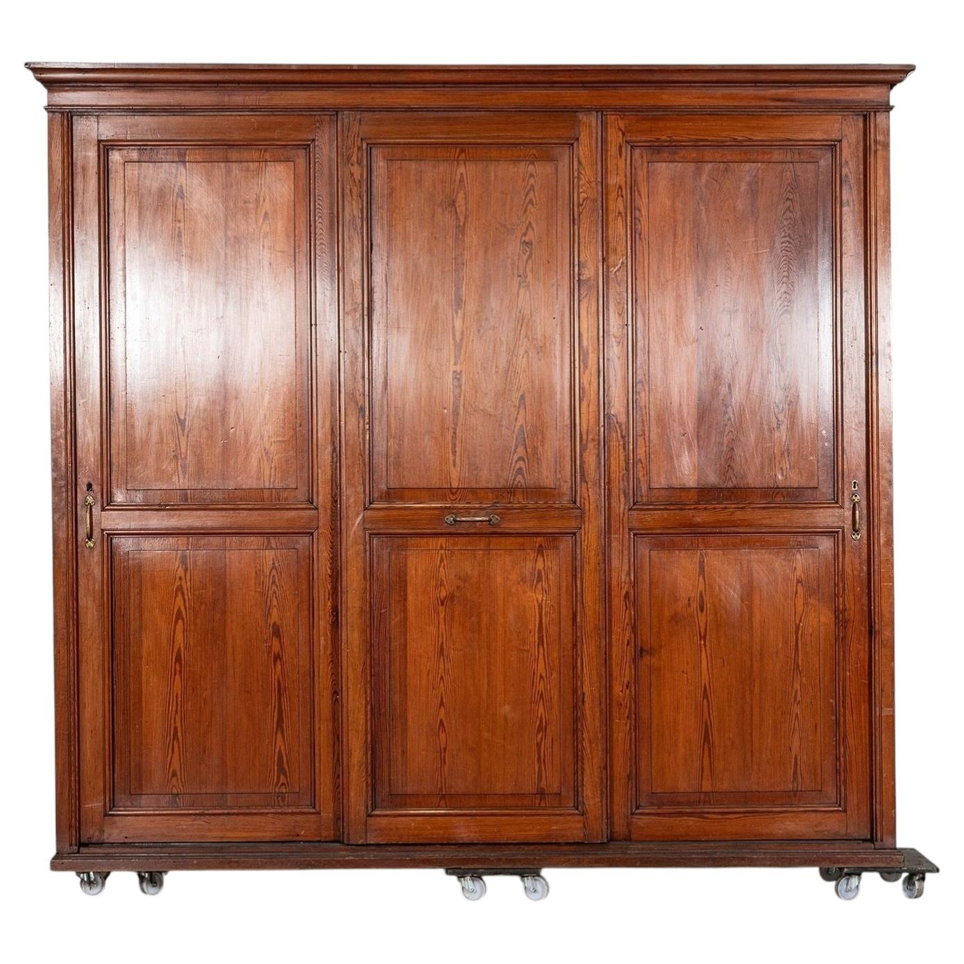 Monumental 19thC English Pine Housekeepers Cupboard