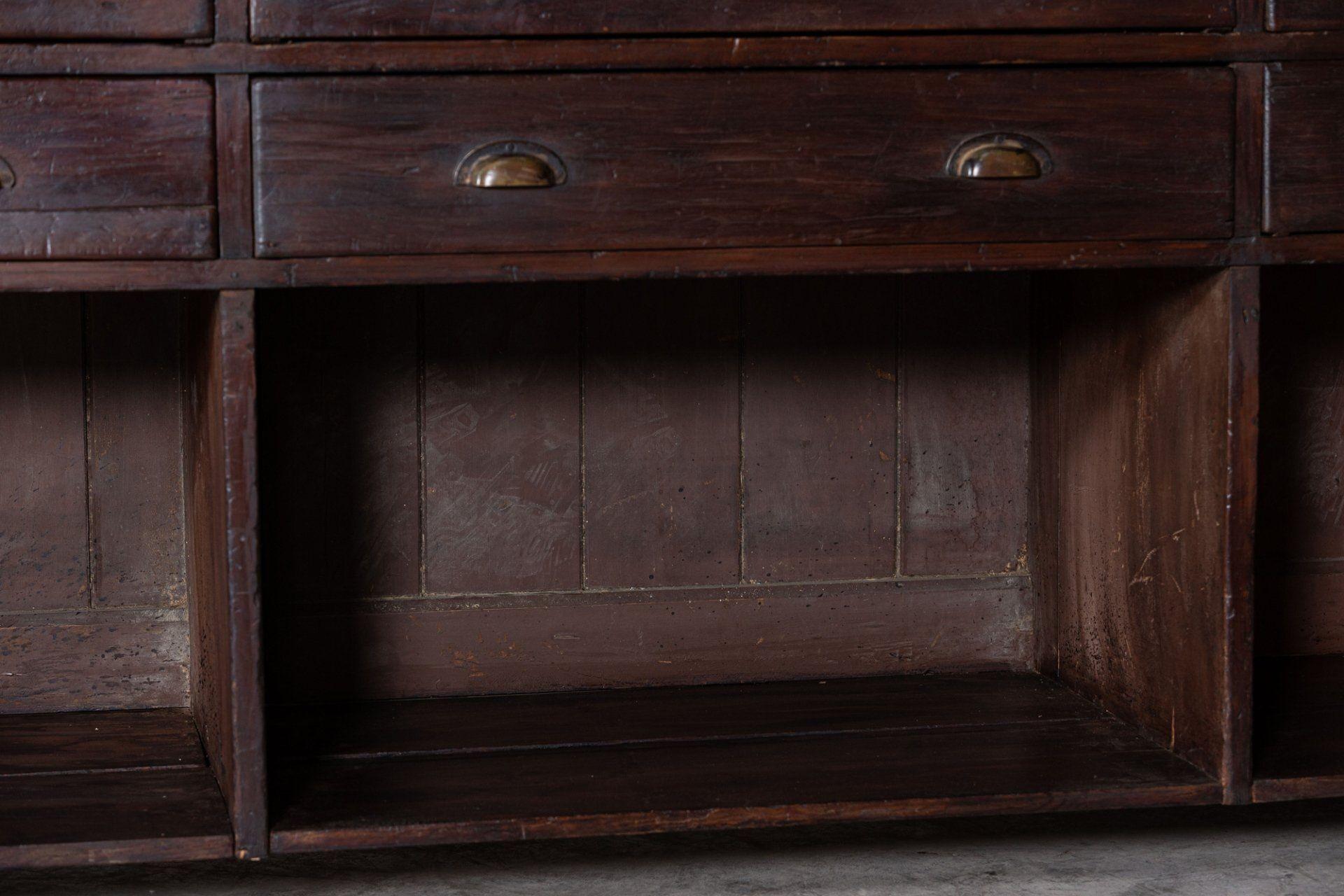 Monumental 19thC English Pine Housekeepers / Haberdashery Cabinet For Sale 11