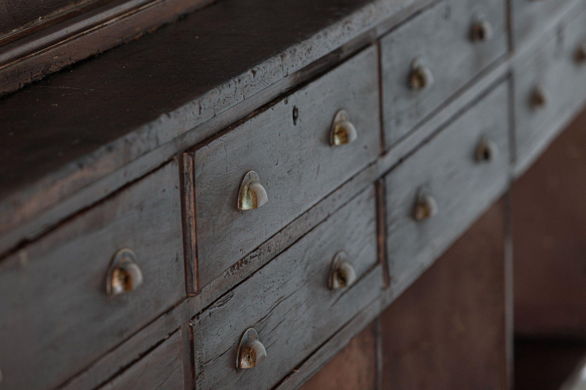 Monumental 19thC English Pine Housekeepers / Haberdashery Cabinet For Sale 3