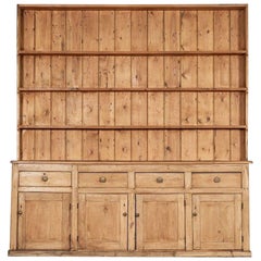 Monumental 19thC English Pine Waterfall Dresser