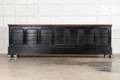 Monumental 19thC English Walnut Top Ebonised Pine Haberdashery Shop Counter