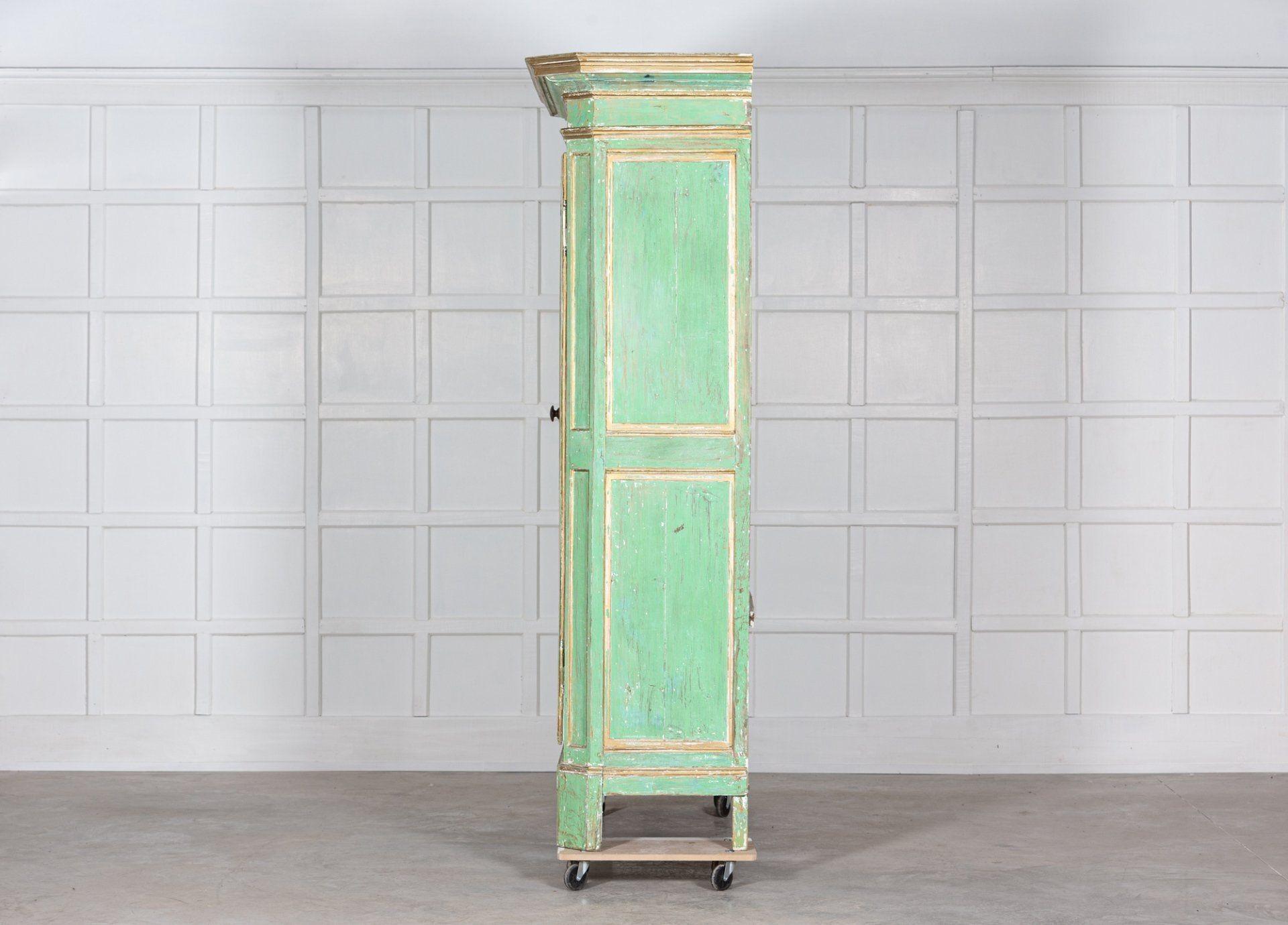 Monumental 19thC French Dry Scraped Painted Pine Armoire For Sale 2