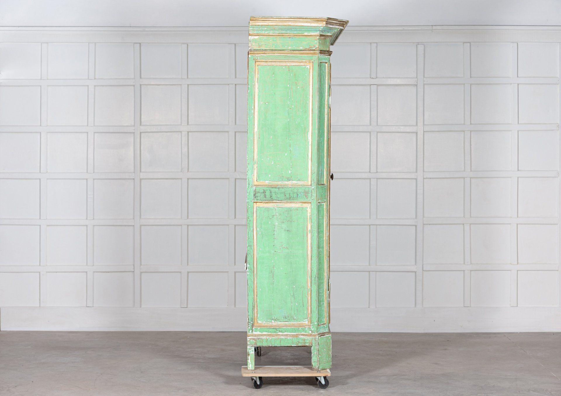 Monumental 19thC French Dry Scraped Painted Pine Armoire For Sale 3