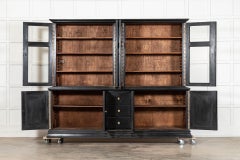 Monumental 19thC French Ebonised Fruitwood Housekeepers Cupboard