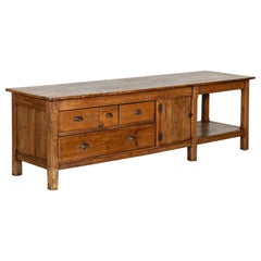 Antique Monumental 19thC French Pine Bakers Table