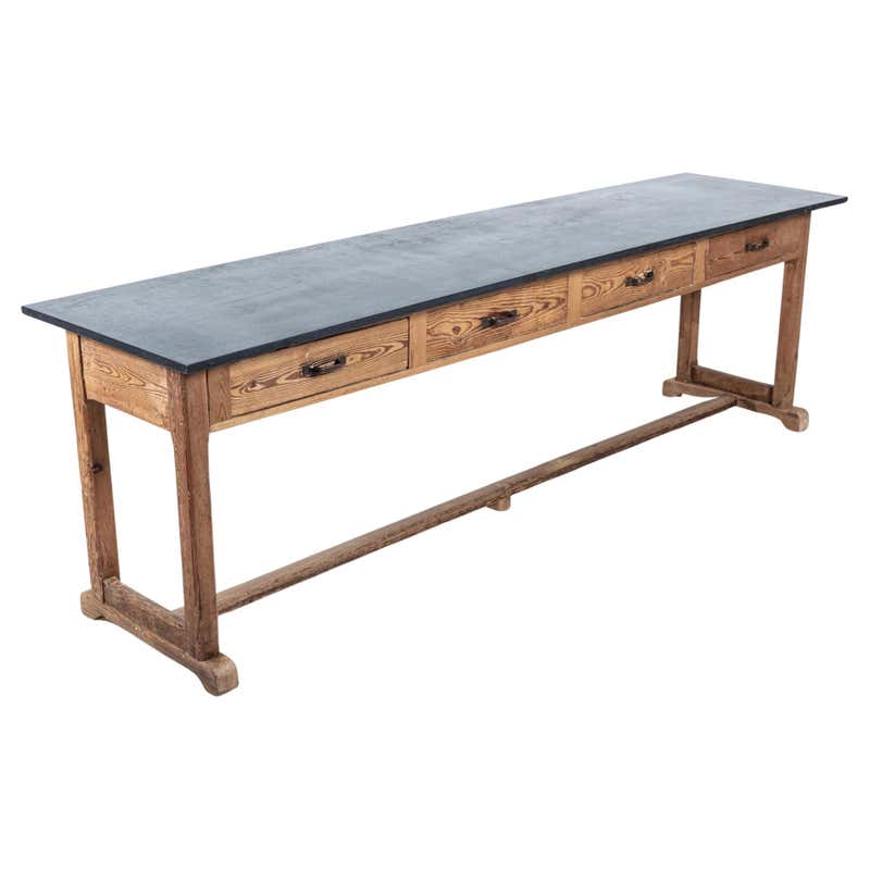 20th Century Pine and Sycamore Bakers Table Kitchen Island Table ...