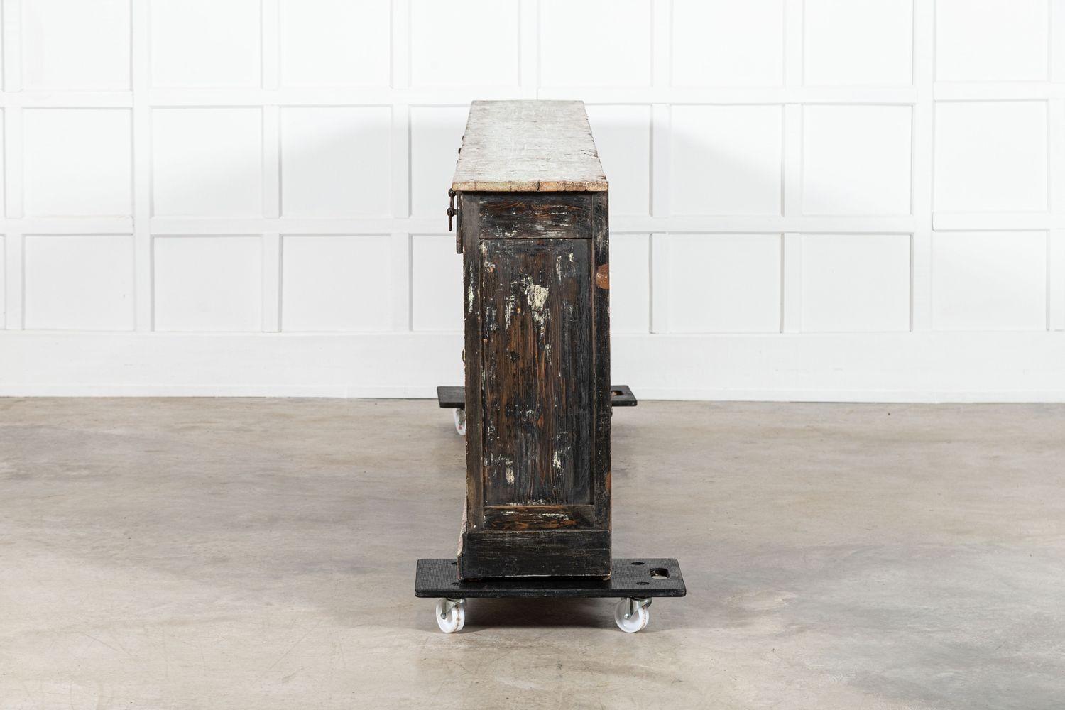 Monumental 19thC French Vernacular Painted Pine Dresser Base 6