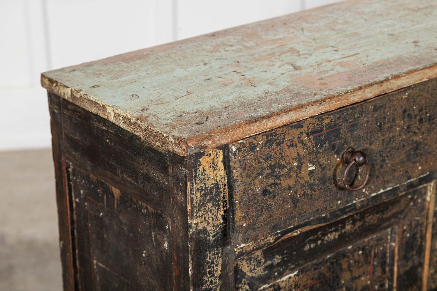 Monumental 19thC French Vernacular Painted Pine Dresser Base 8