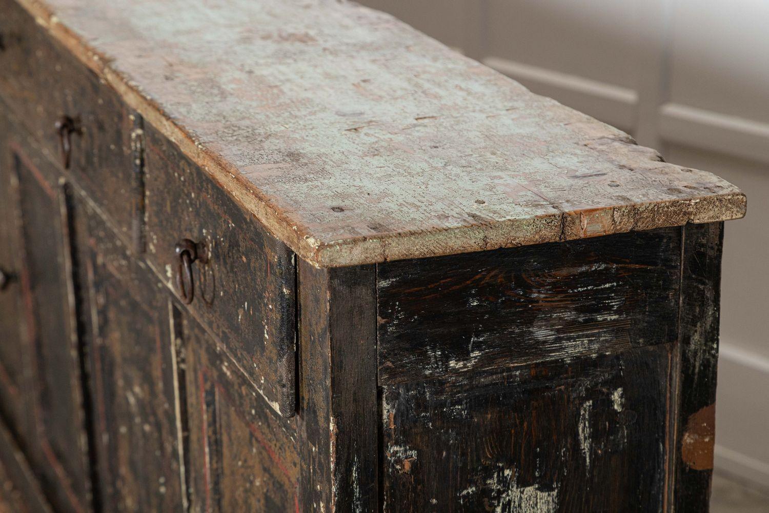 Monumental 19thC French Vernacular Painted Pine Dresser Base 10