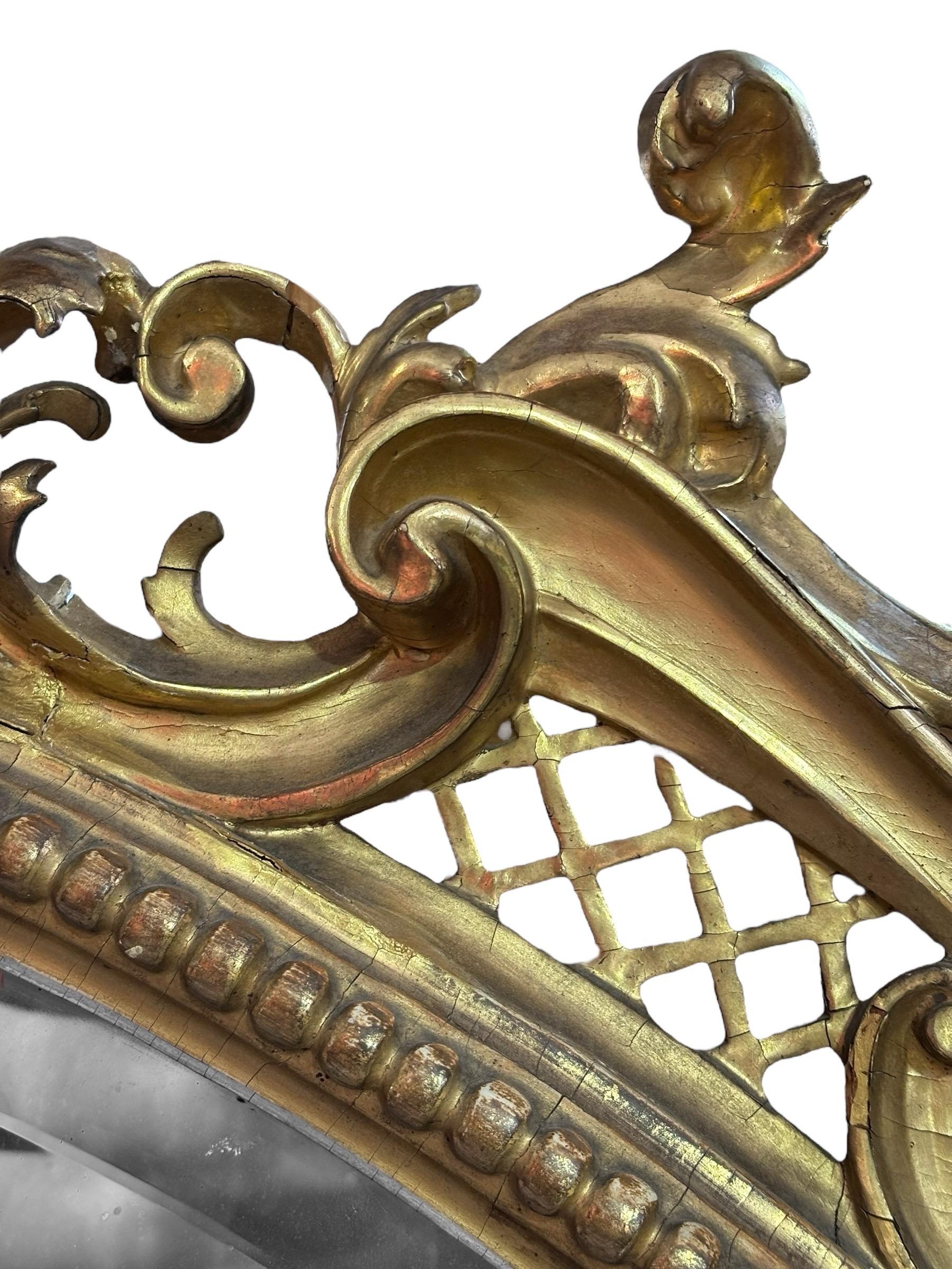 Monumental 19thC Italian Giltwood Mirror In Good Condition For Sale In Sarasota, FL