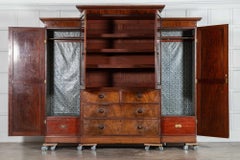 Monumental 19thC Mahogany Breakfront Wardrobe