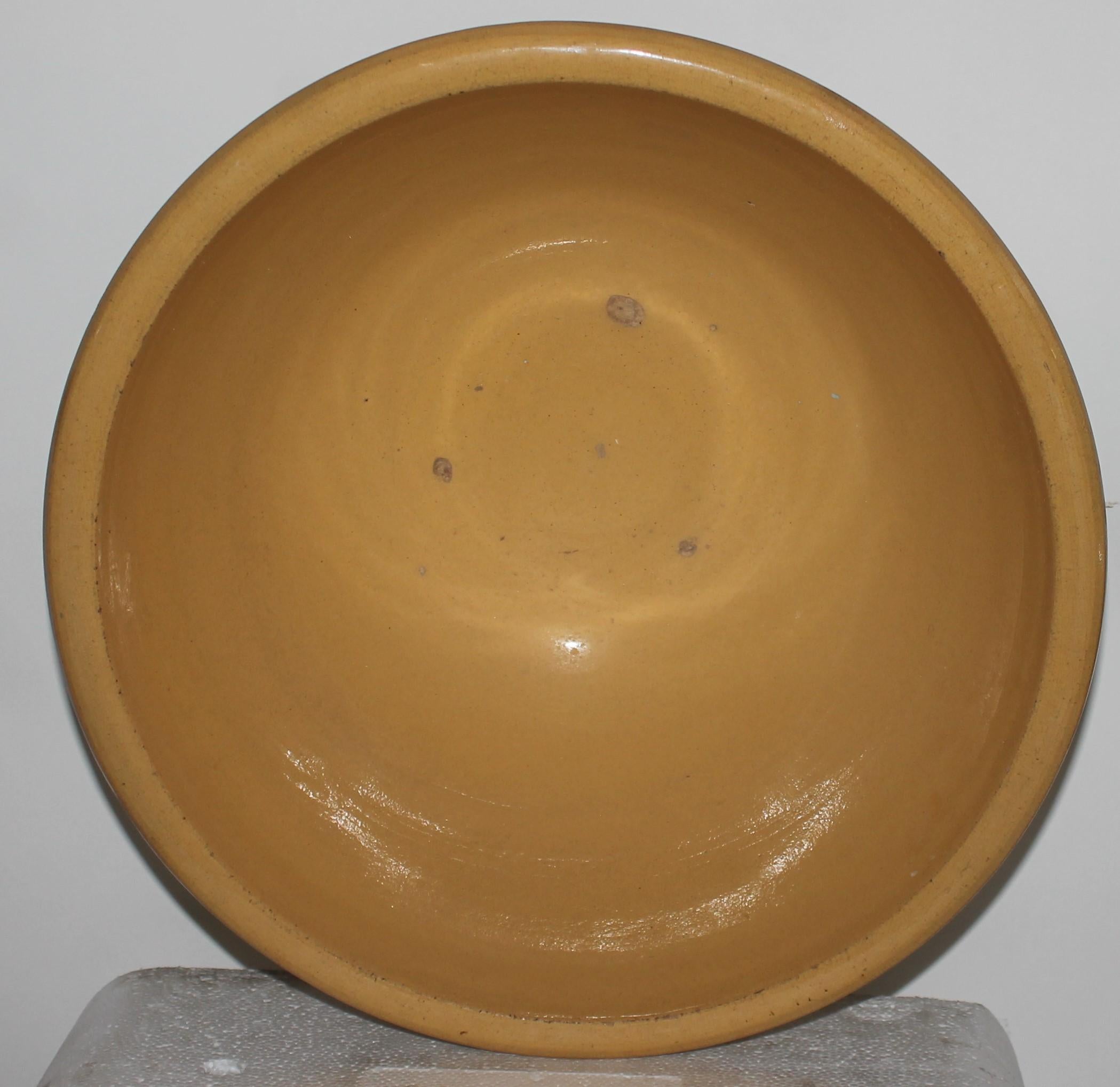 Adirondack Monumental 19th Century Mocha Yellow Ware Mixing Bowl For Sale