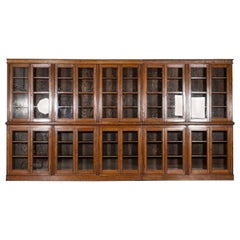 Monumentale bibliothèque en chêne vitré du XIXe siècle