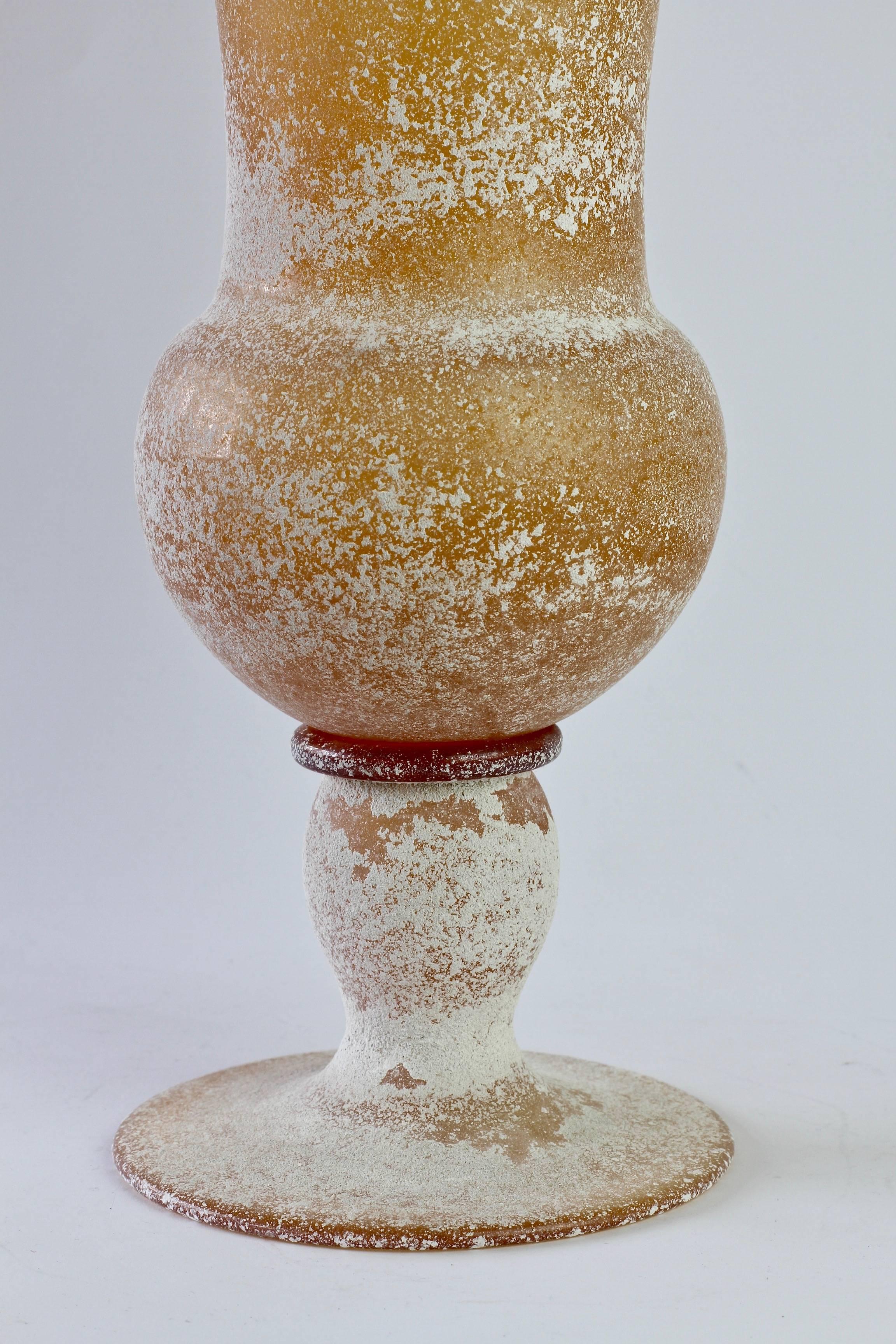Monumental Seguso Vetri Darte Amber 'A Scavo' Murano Glass Vase 4