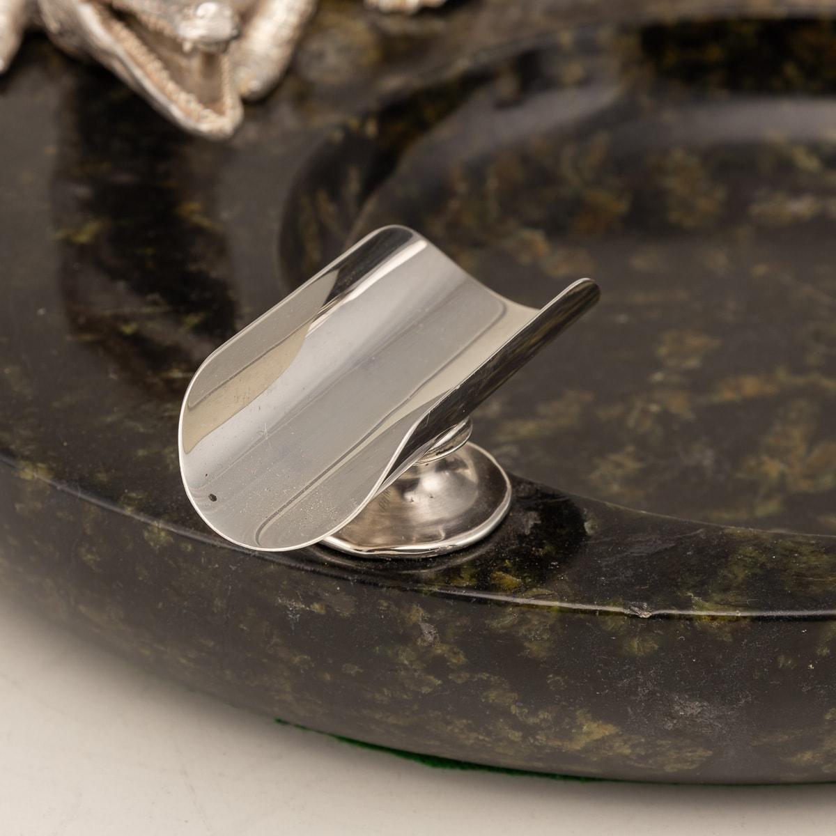 Monumental 20th Century Silver Plated Crocodile & Italian Marble Ashtray c.1970 3