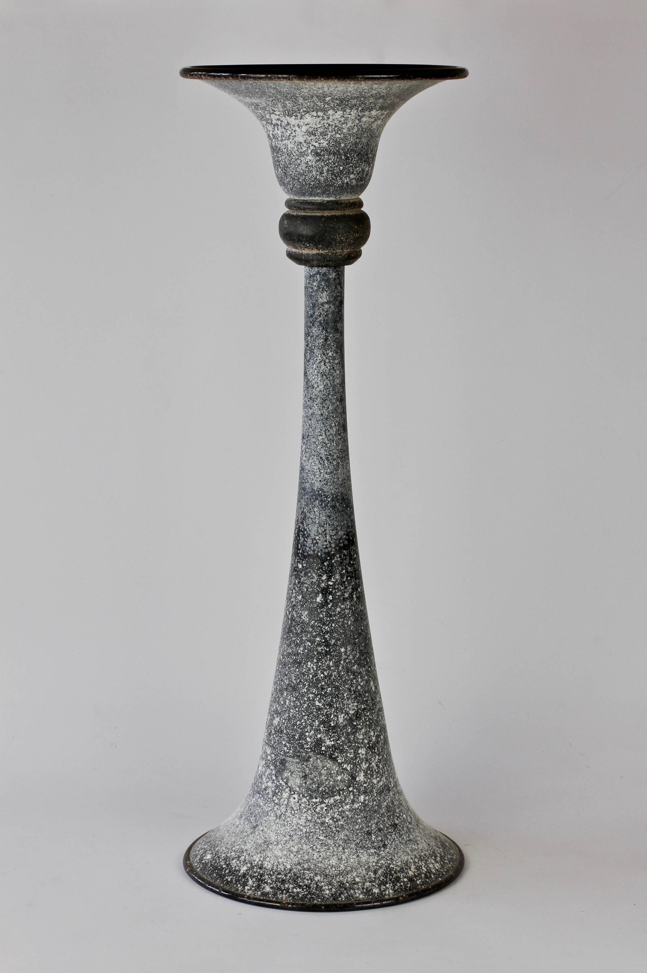 Monumental Black 'A Scavo' Murano Glass Vase Attributed to Seguso Vetri D'Arte 5
