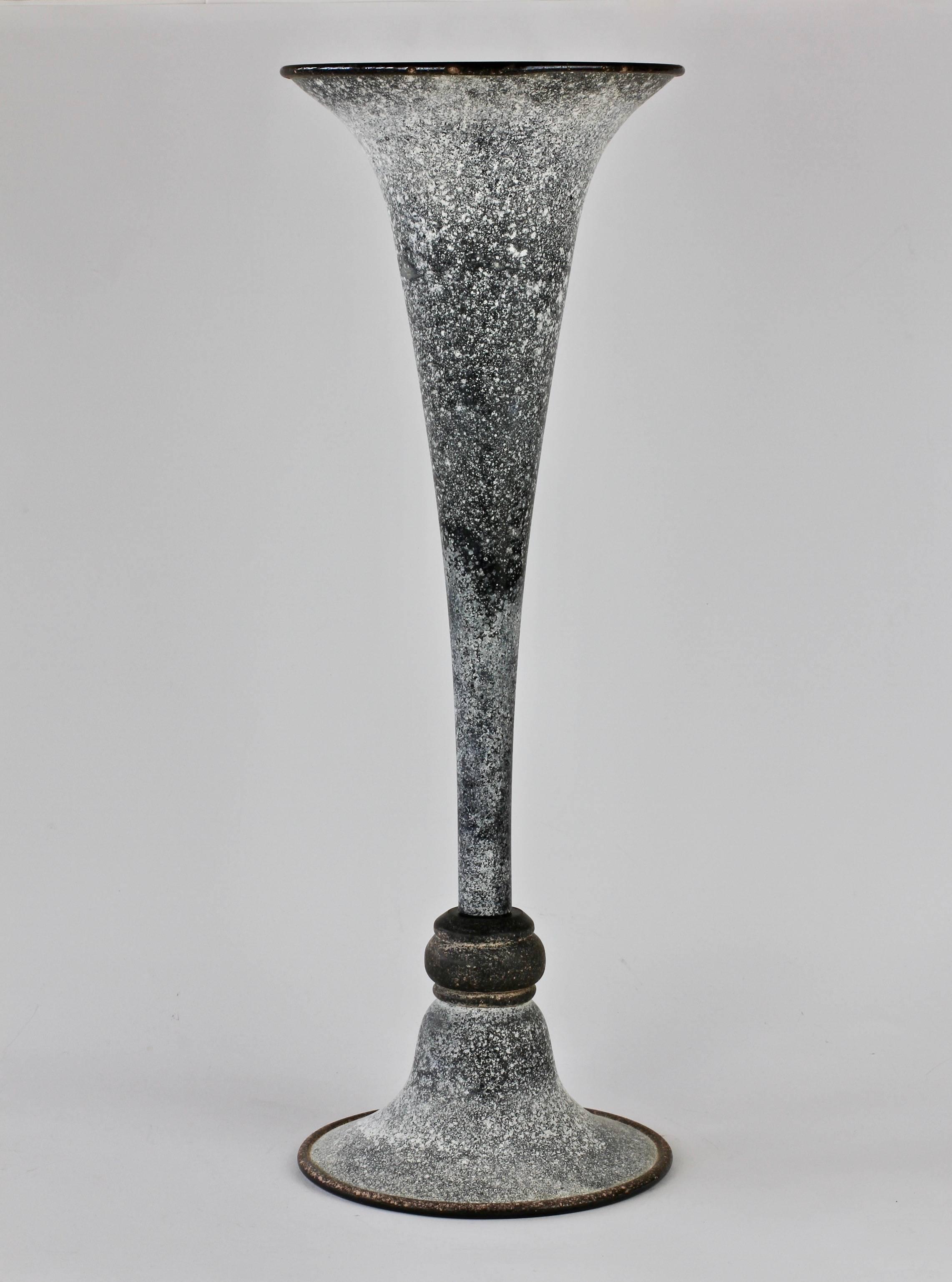 Monumental 21 inch tall 'a Scavo' vase attributed Seguso Vetri d'Arte Murano, Italy, circa late 1980s. Elegant in form and showing extraordinary craftmanship with the use of the 'Scavo' technique. Above all, particularly striking is the rare scale,