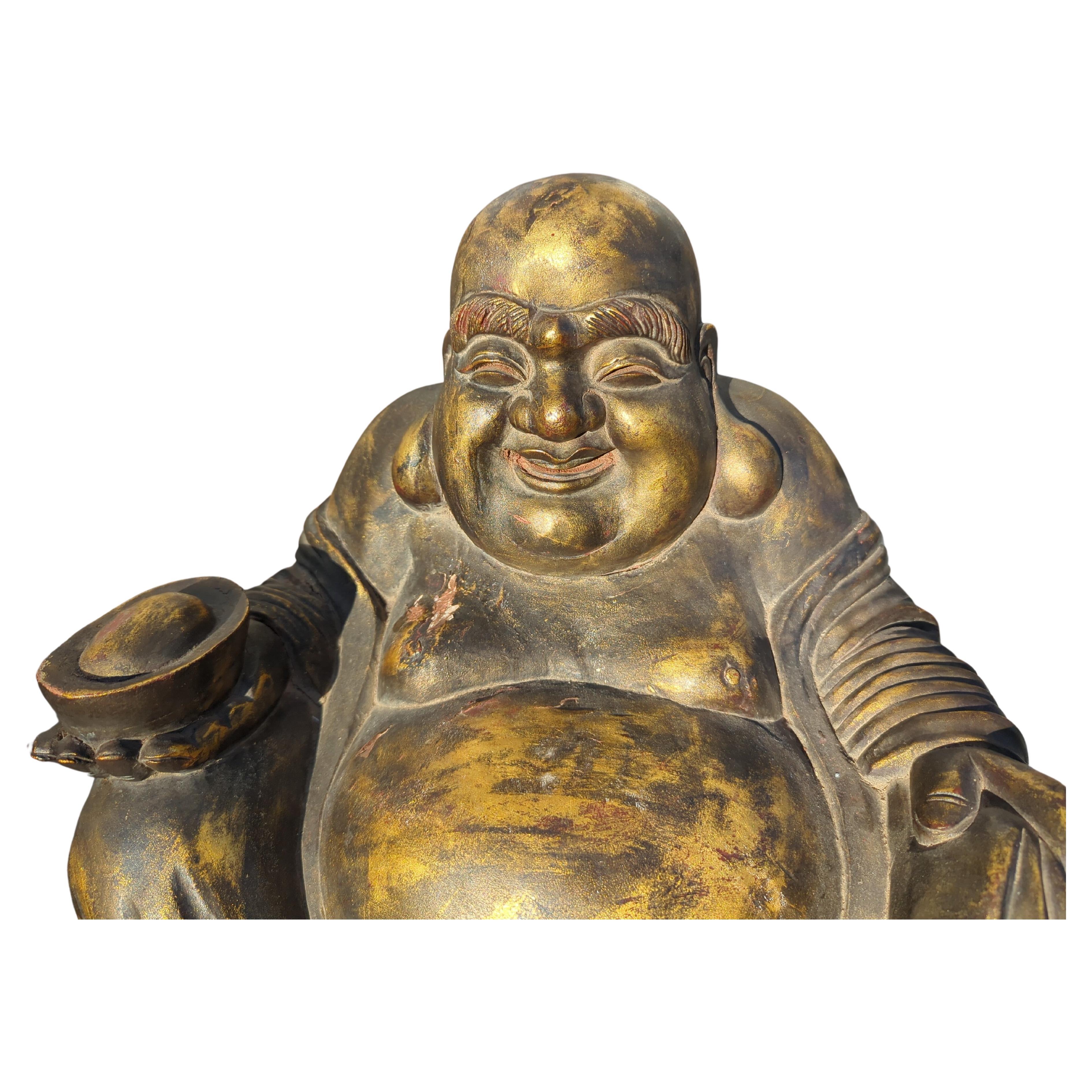 Bouddha Budai (Hotai) chinois vintage de taille monumentale (H:42