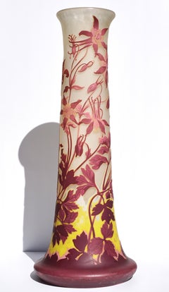 Monumental 24’ Emile Galle Four Color Cameo Vase