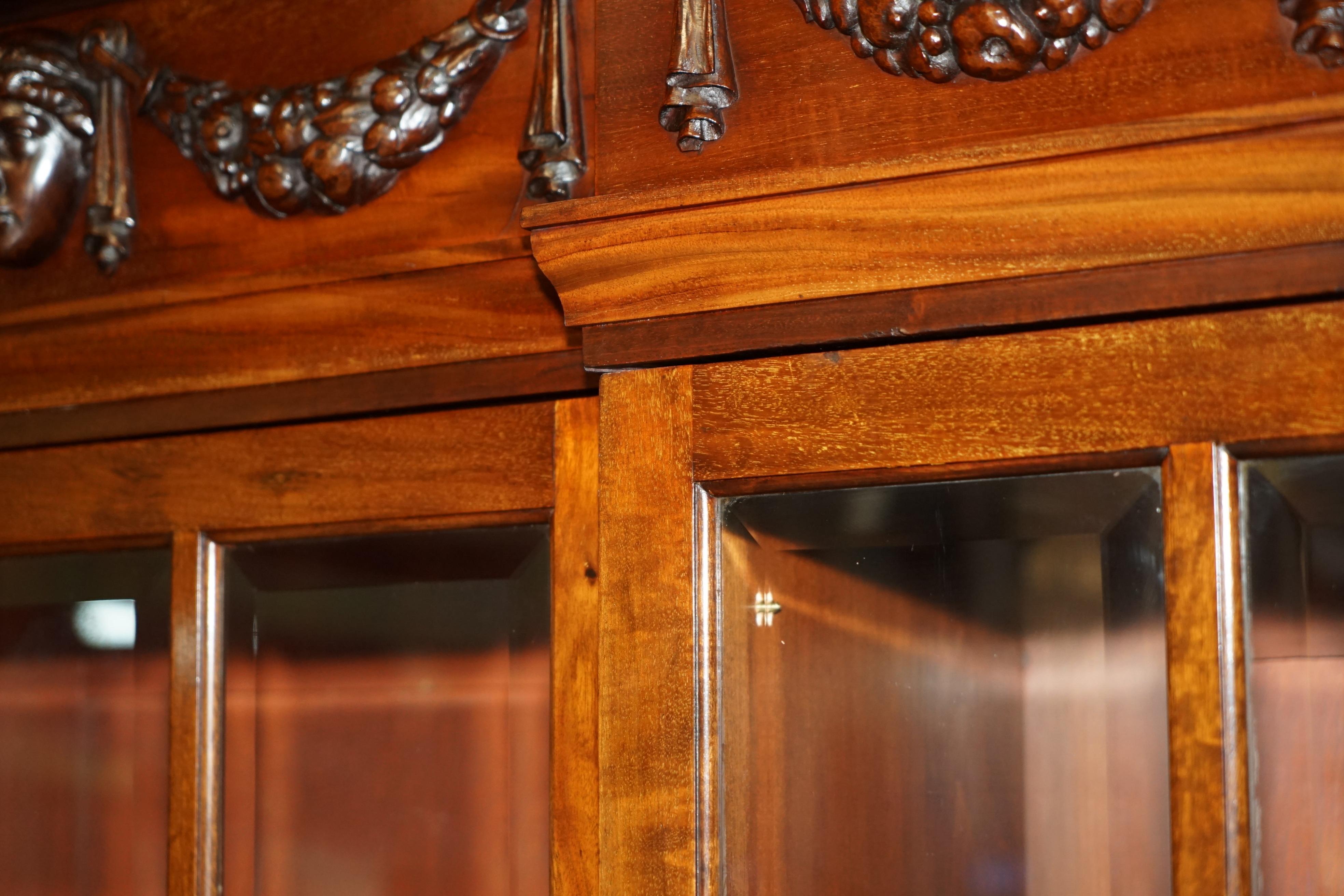 MONUMENTAL 2.4 METER TALL ANTiQUE VICTORIAN HARDWOOD GLAZED LiBRARY BOOKCASE For Sale 2
