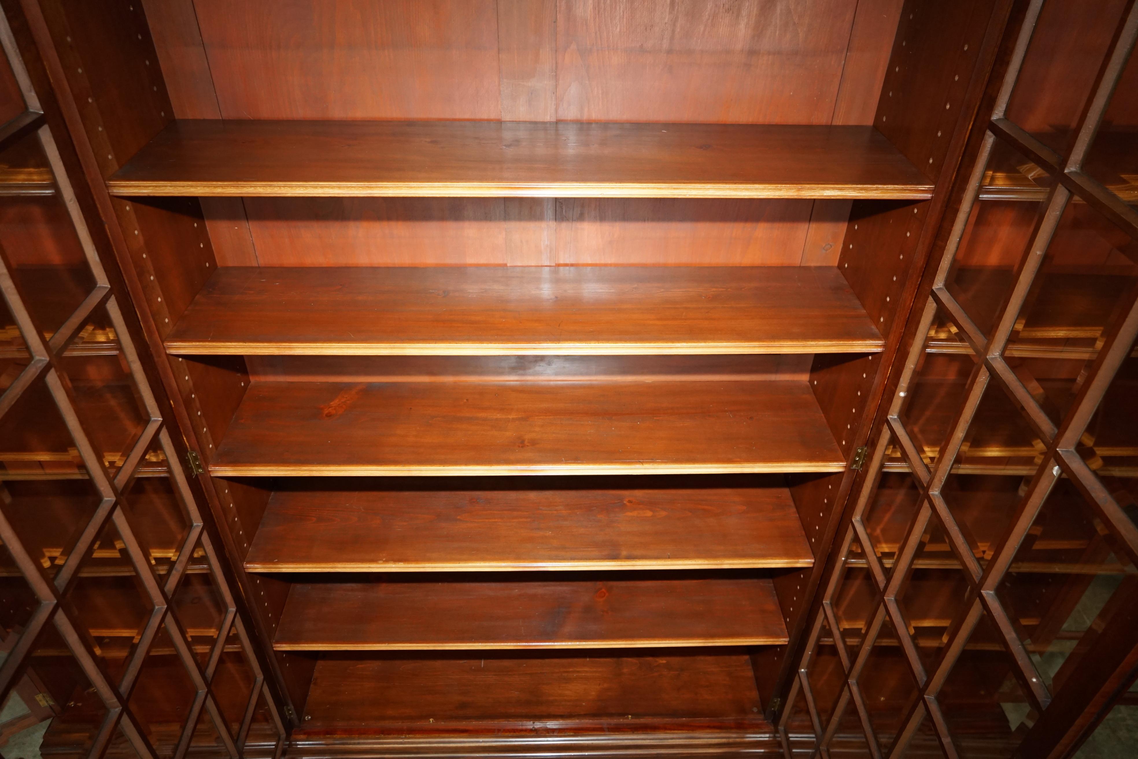 MONUMENTAL 2.4 METER TALL ANTiQUE VICTORIAN HARDWOOD GLAZED LiBRARY BOOKCASE For Sale 8