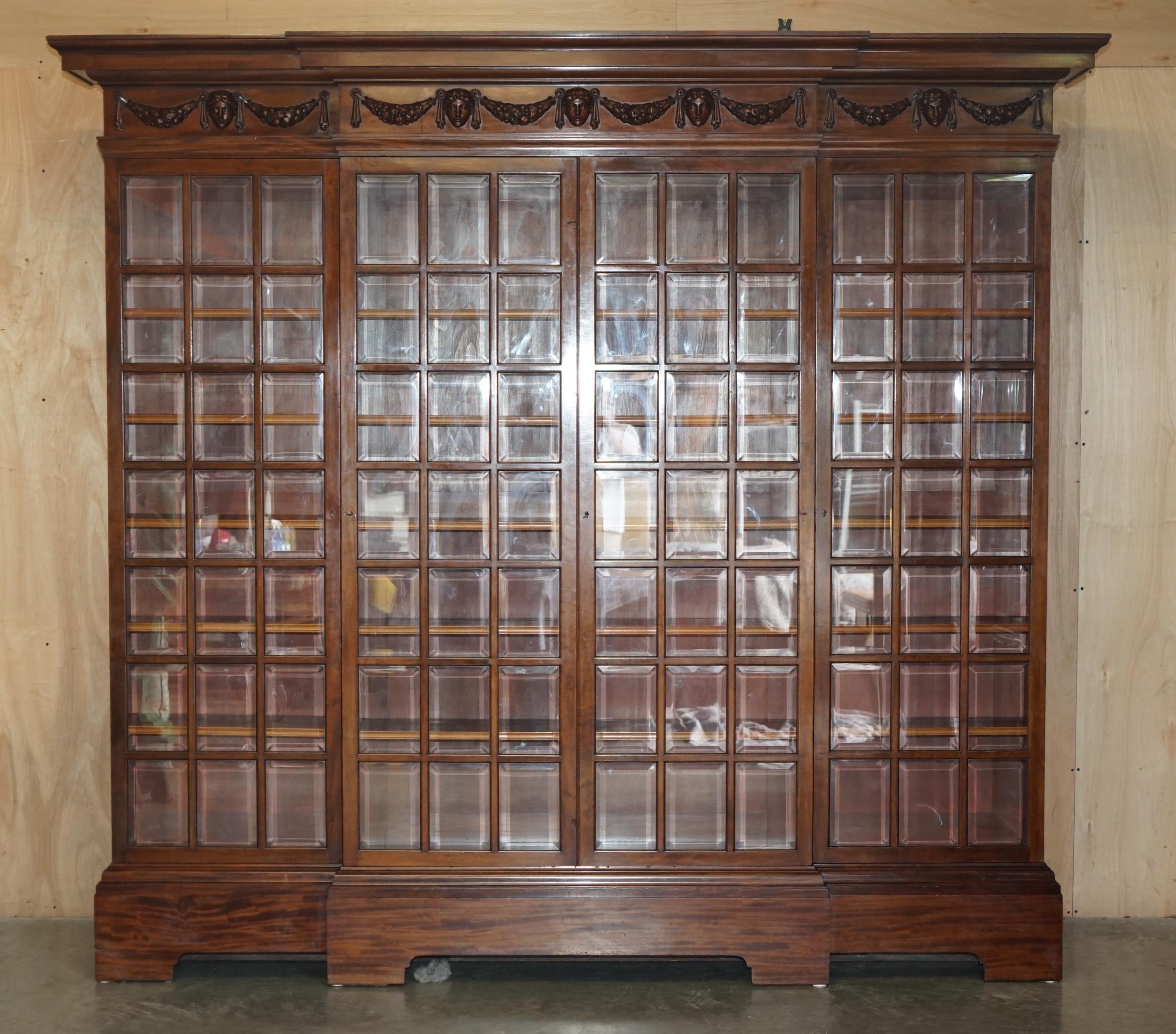 High Victorian MONUMENTAL 2.4 METER TALL ANTiQUE VICTORIAN HARDWOOD GLAZED LiBRARY BOOKCASE For Sale