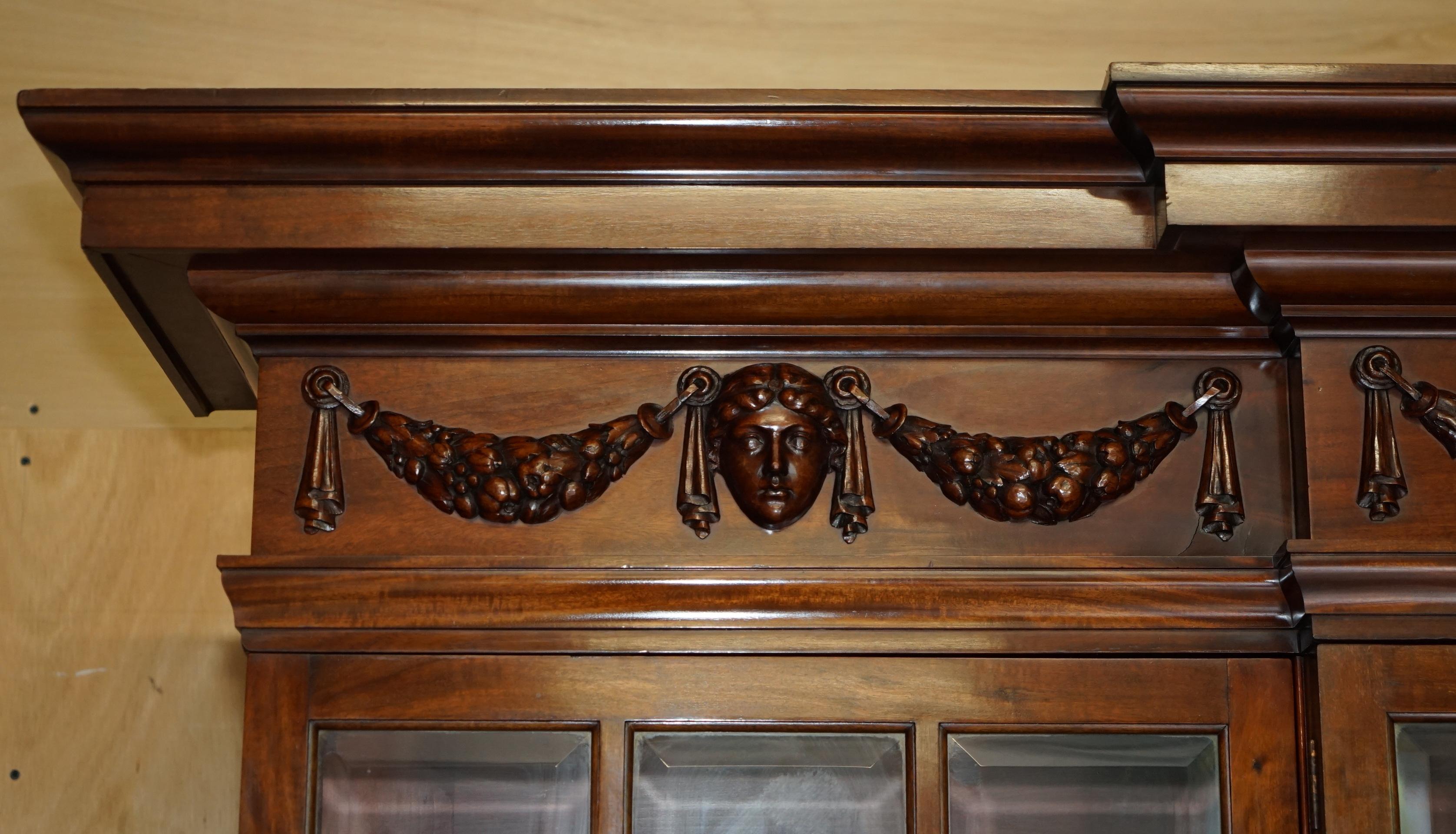 European MONUMENTAL 2.4 METER TALL ANTiQUE VICTORIAN HARDWOOD GLAZED LiBRARY BOOKCASE For Sale