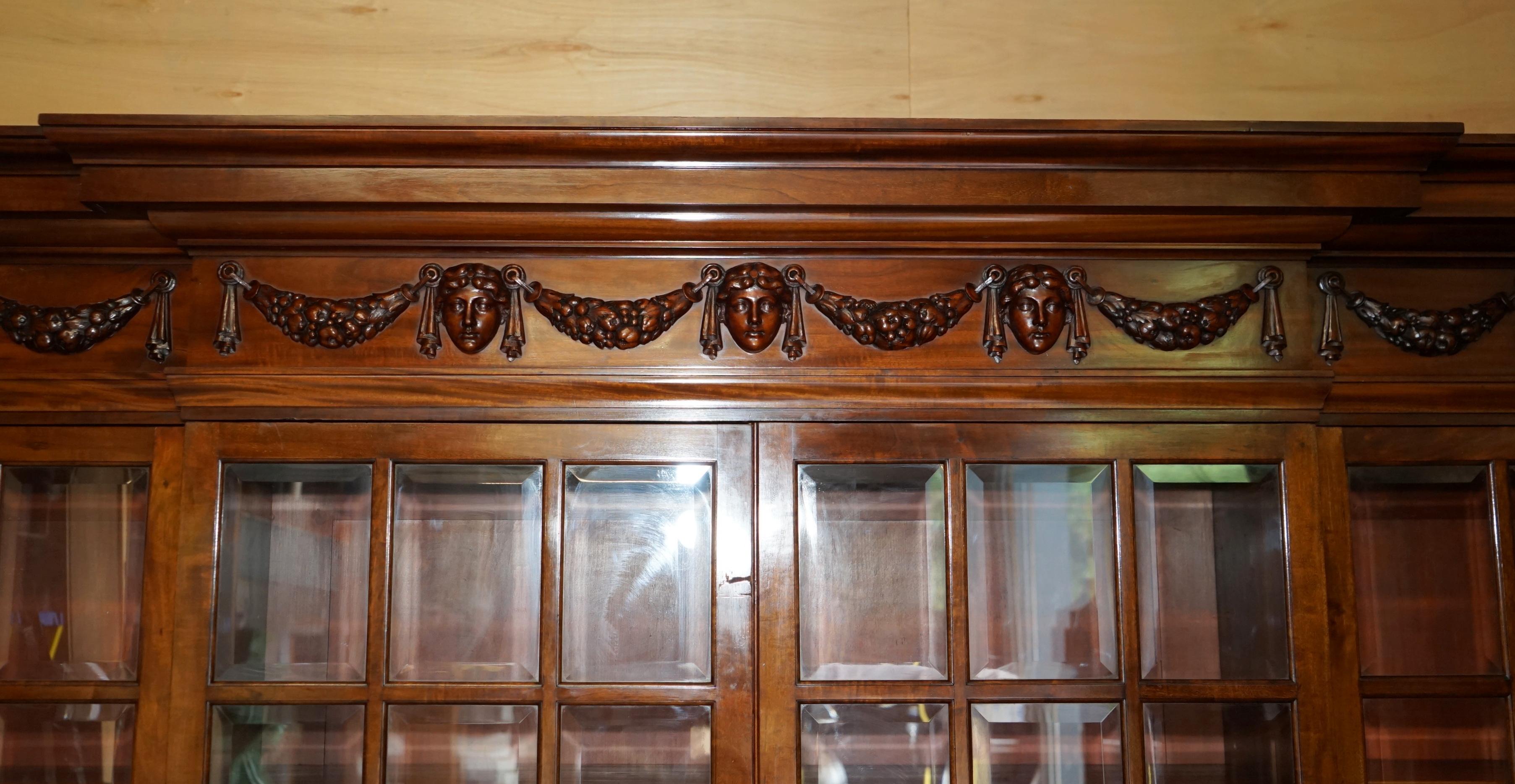 Hardwood MONUMENTAL 2.4 METER TALL ANTiQUE VICTORIAN HARDWOOD GLAZED LiBRARY BOOKCASE For Sale