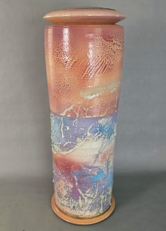Monumental 25" Steven Forbes-deSoule Ceramic Lidded Urn Vase 1988