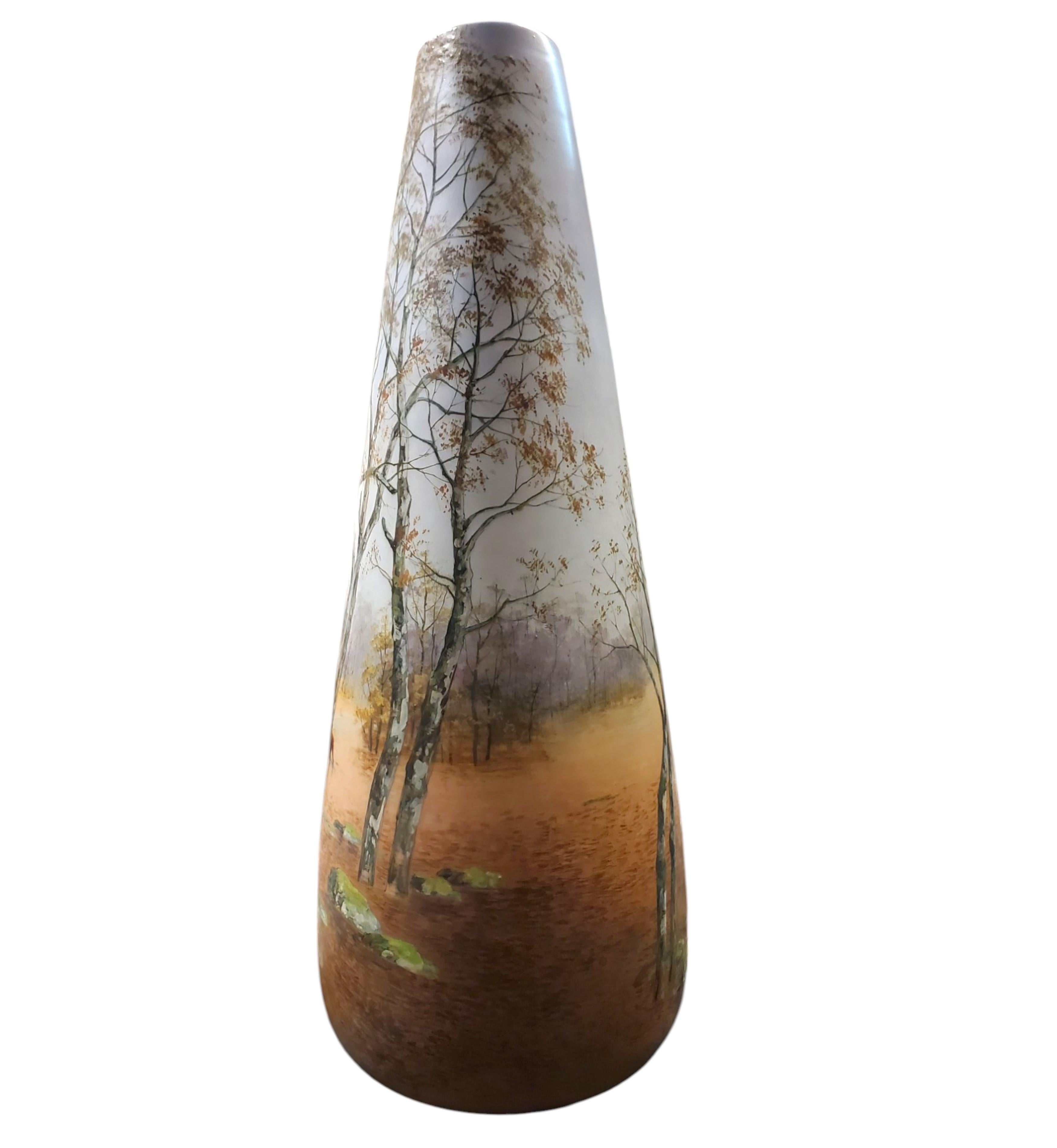 Scuola di Barbizon Vaso monumentale in ceramica alto 26 pollici di Narbon D Honore, Delphin Massier in vendita