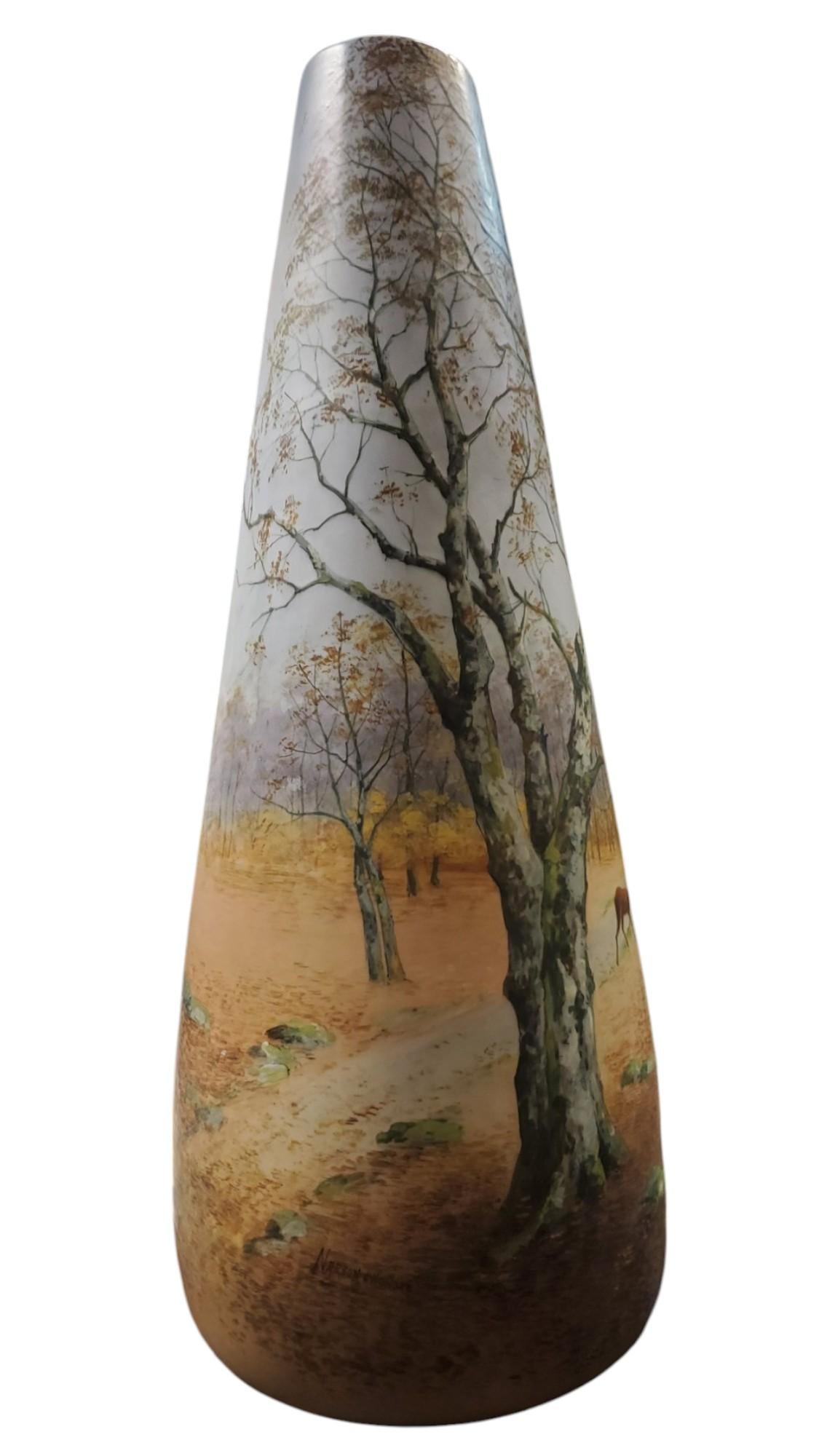 Francese Vaso monumentale in ceramica alto 26 pollici di Narbon D Honore, Delphin Massier in vendita