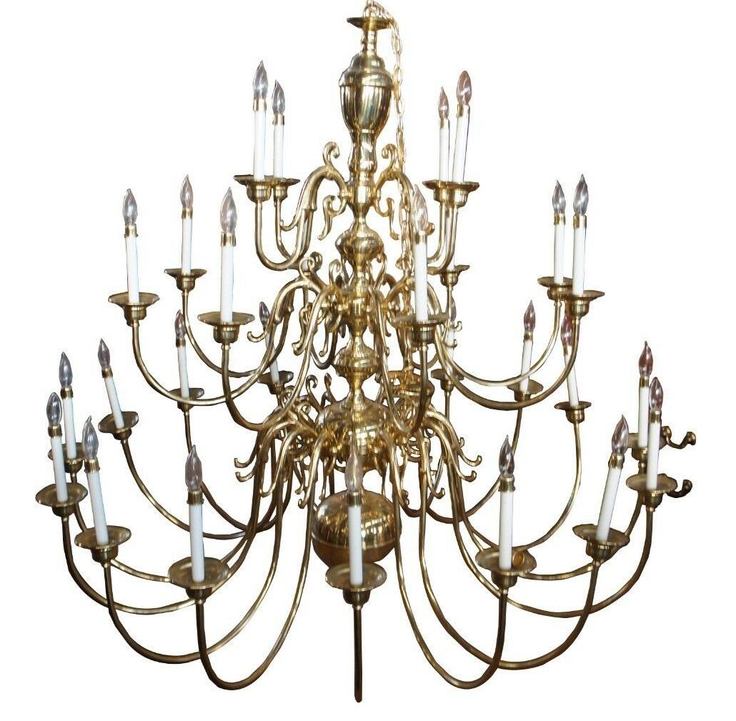 Monumental 28 arm brass chandelier Wakefield Livex lighting Williamsburg 60