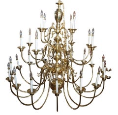 Monumental 28-Arm Brass Chandelier Wakefield Livex Lighting Williamsburg