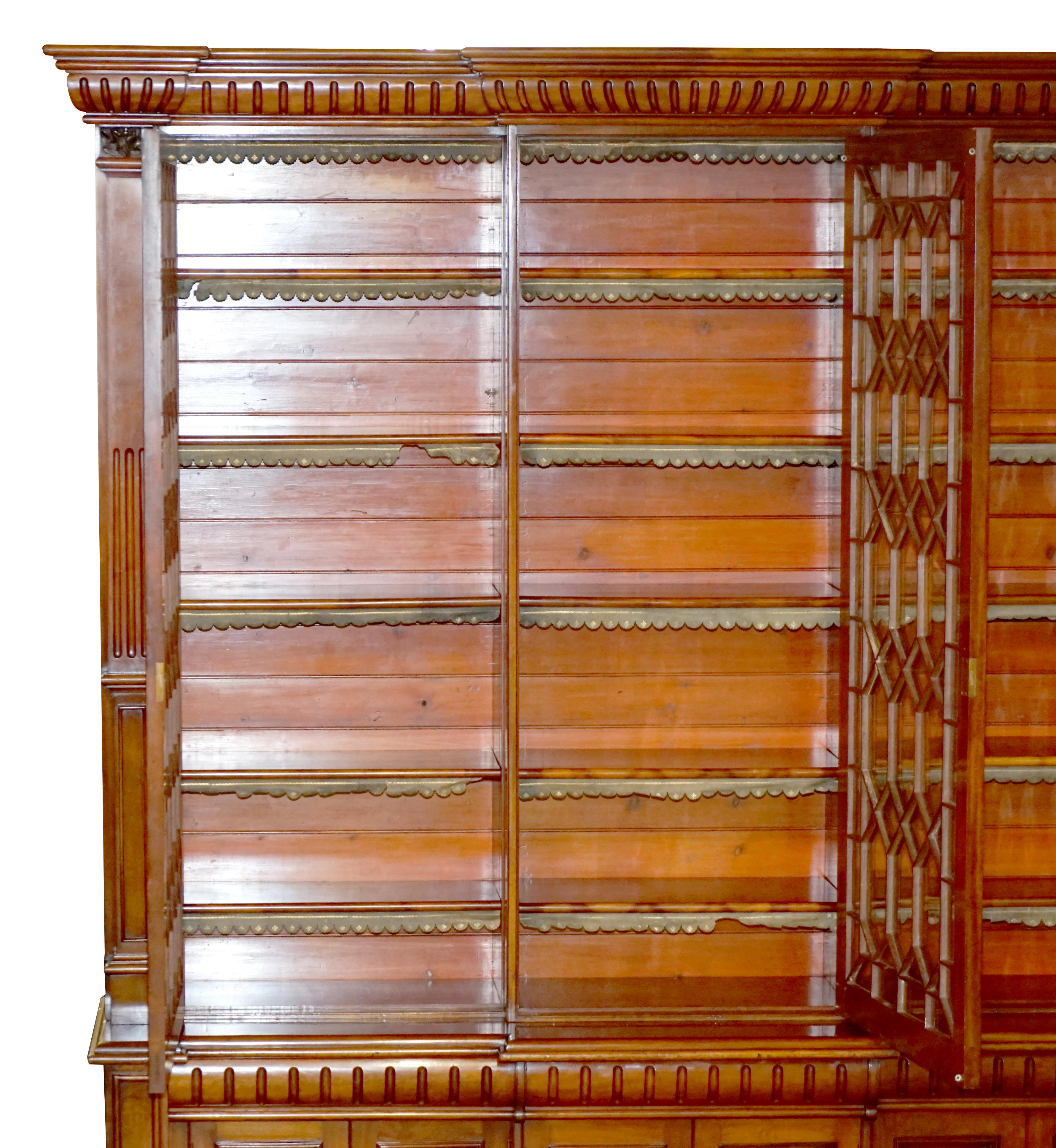 Monumental Tall Antique Victorian Hardwood Astral Glazed Bookcase For Sale 4