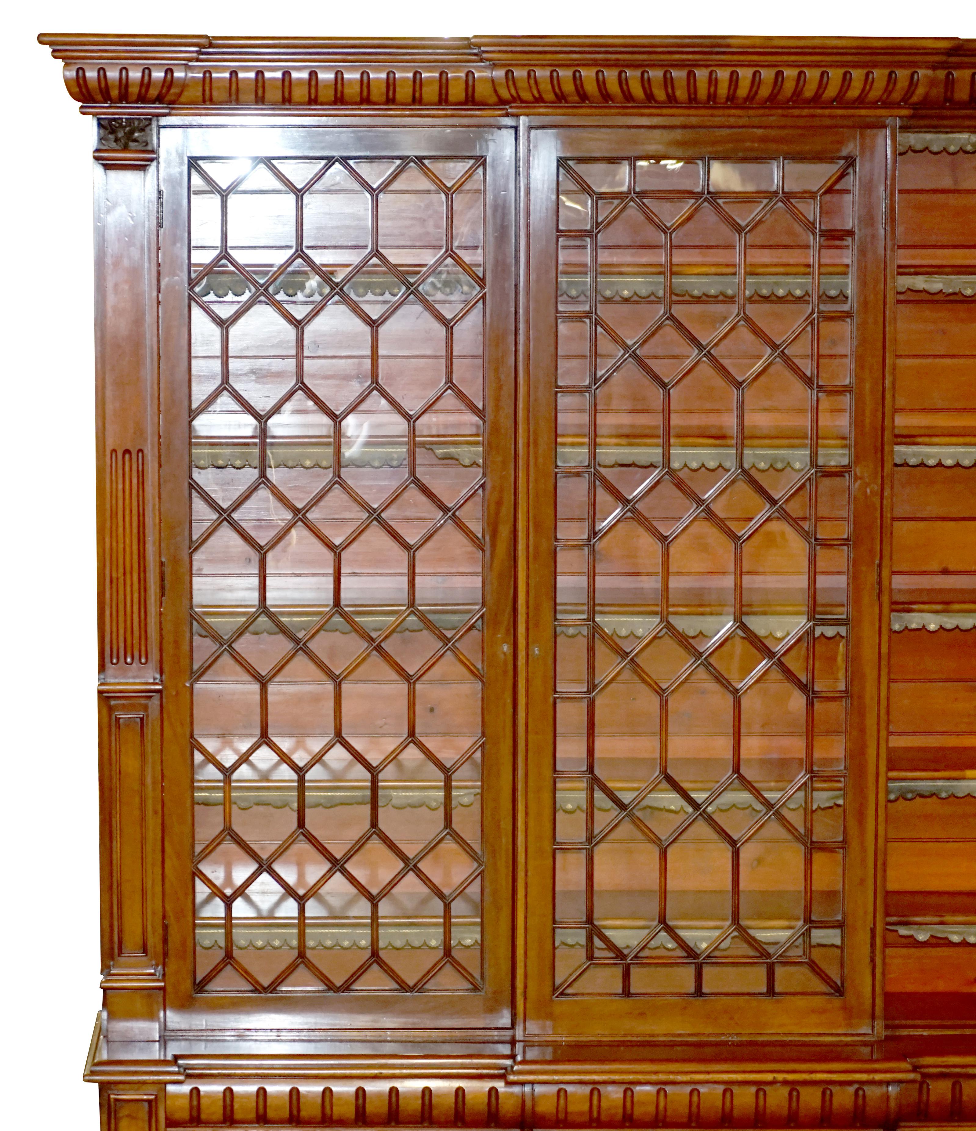 Monumental Tall Antique Victorian Hardwood Astral Glazed Bookcase For Sale 5