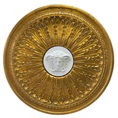Medaglione da parete monumentale da 29" Rosenthal Versace Medusa dorata a raggiera