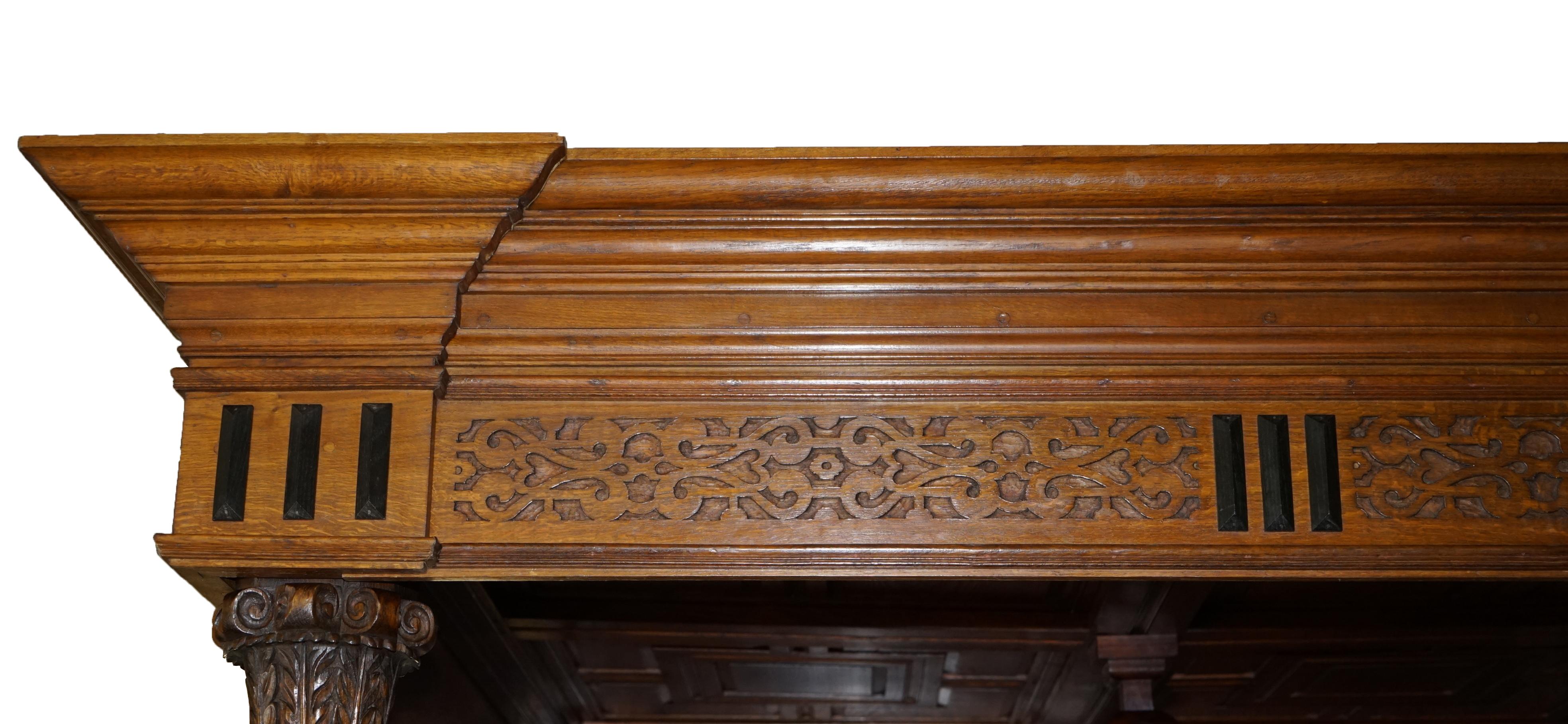 Oak MONUMENTAL 3 METER EMPEROR ANTIQUE CiRCA 1880 CARVED ENGLISH BURR OAK TESTER BED For Sale