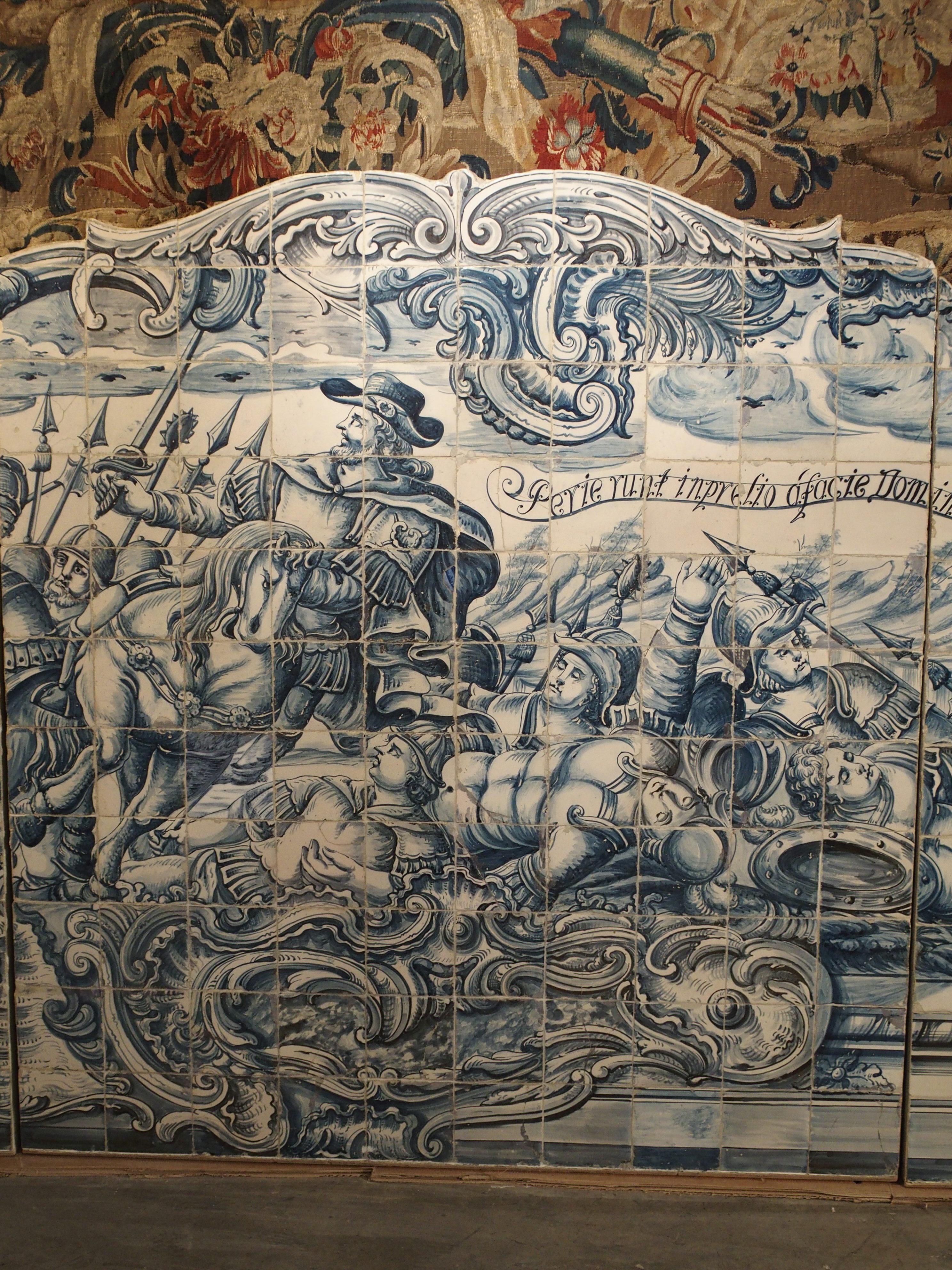 Monumental 3-Piece 18th Century Azulejo Mural Panel from Portugal For Sale 6