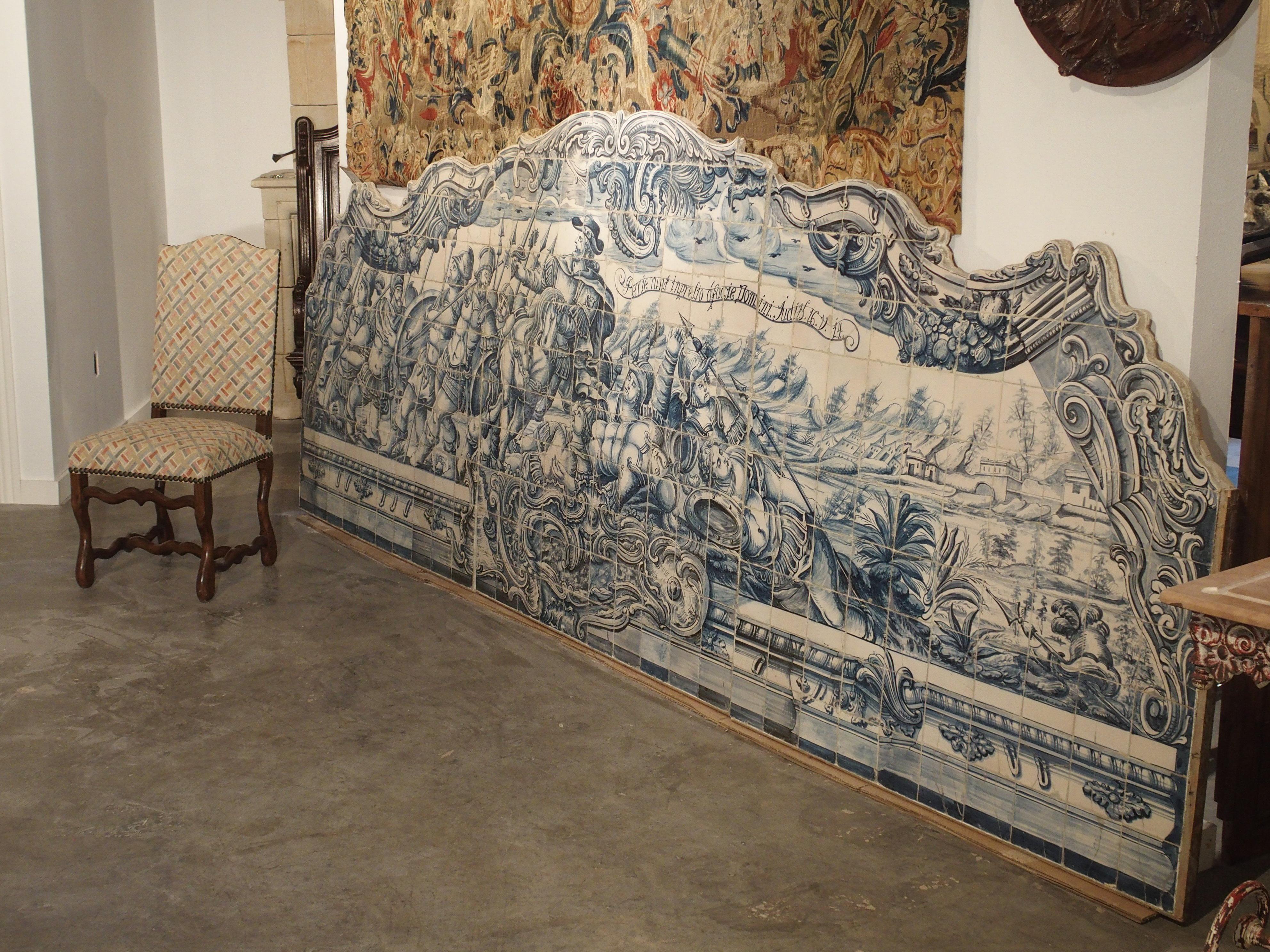 Monumentale 3-teilige Azulejo-Wandtafel aus Portugal aus dem 18. Jahrhundert im Angebot 9