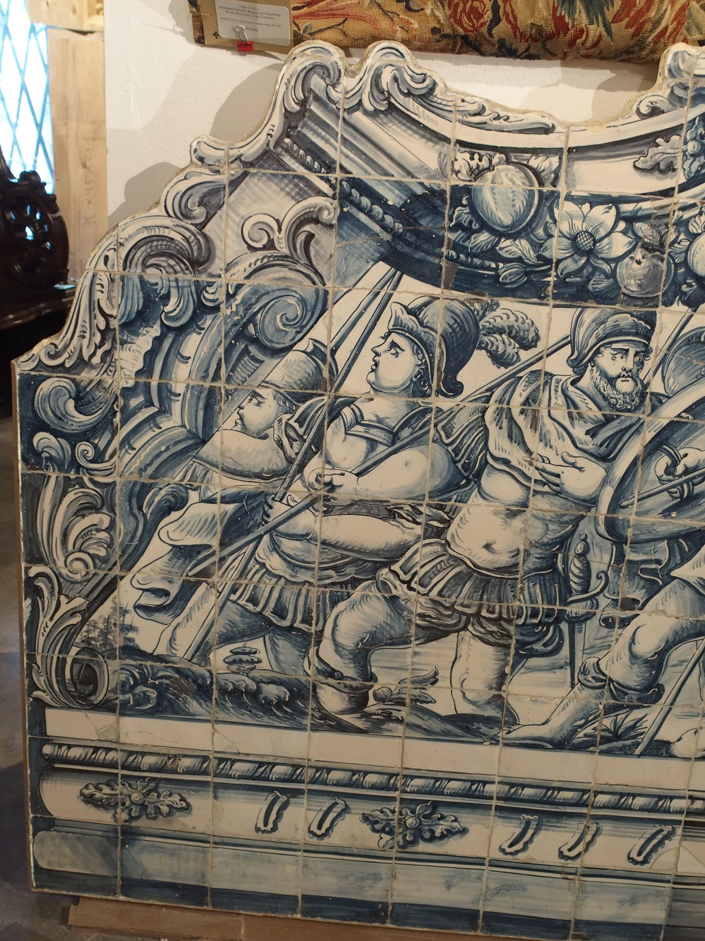 Monumental 3-Piece 18th Century Azulejo Mural Panel from Portugal For Sale 9