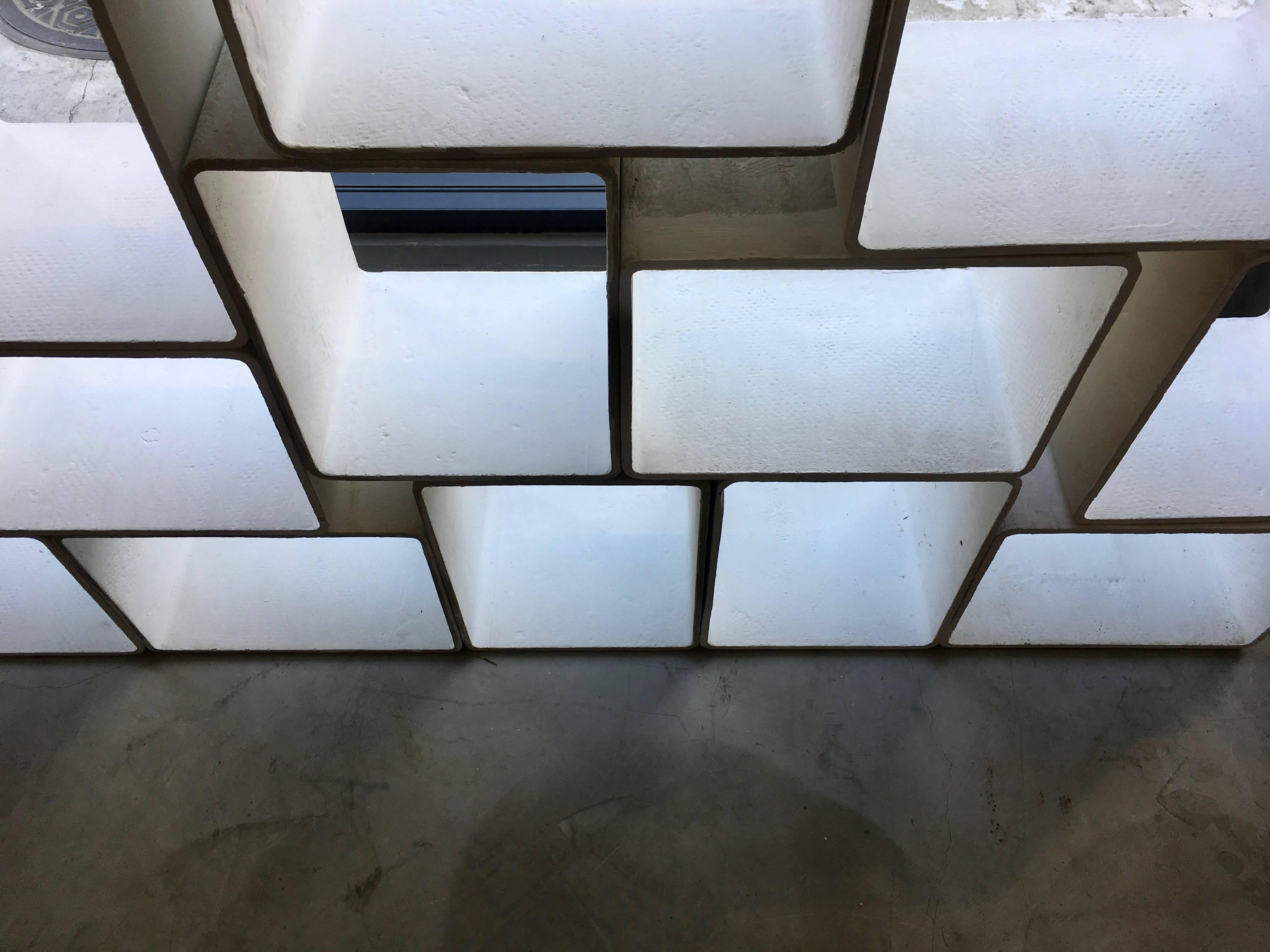 Monumental 30 Piece Willy Guhl Modular Cement Bookcase Library In Excellent Condition In Los Angeles, CA