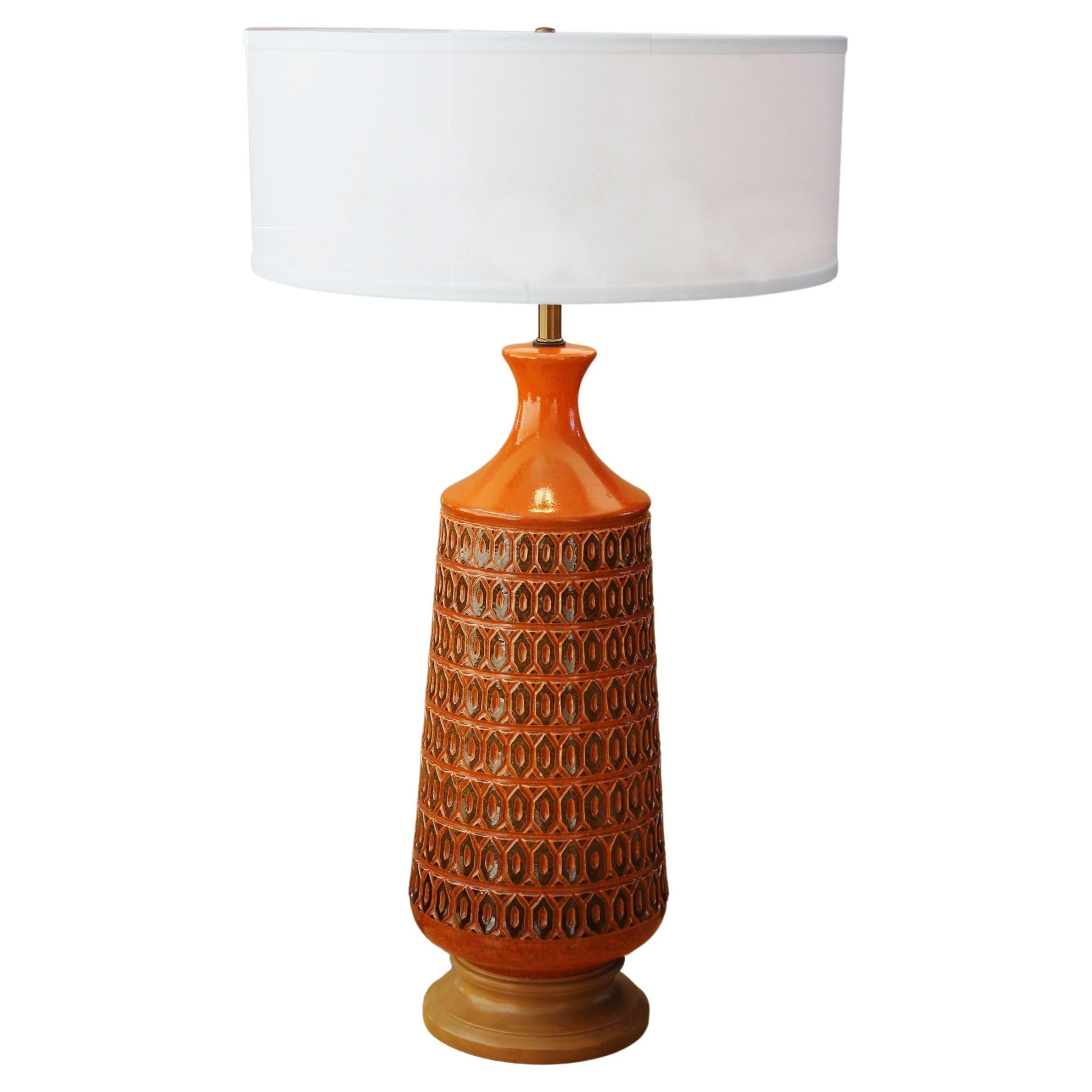 Monumental  33" Raymor Italian Pottery Table Lamp! 1950s Aldo Londi For Sale