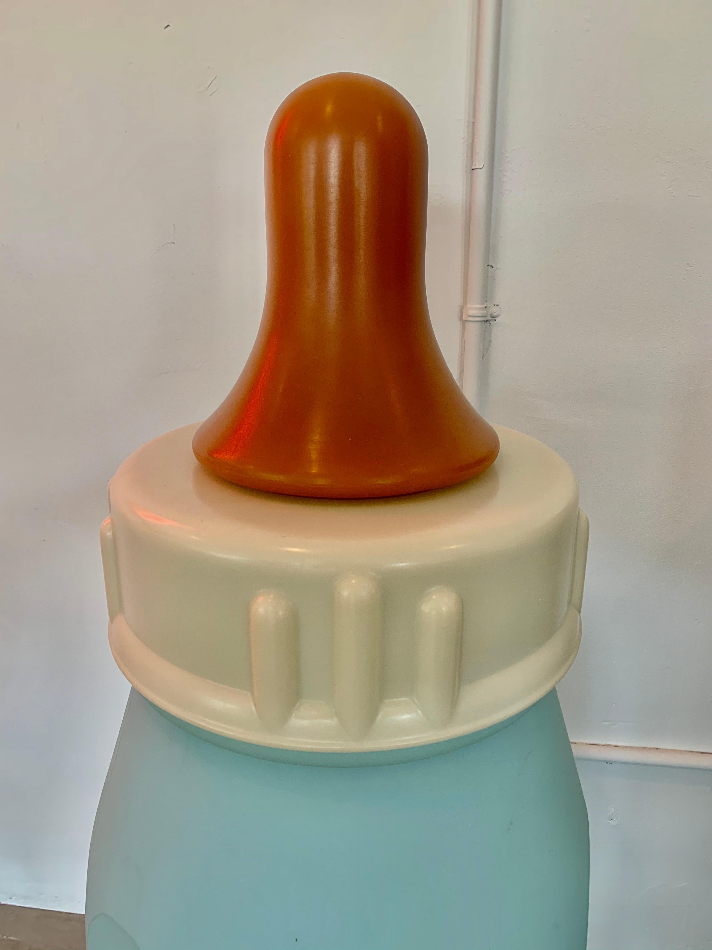 Hand-Carved Monumental Blue Baby Bottle For Sale